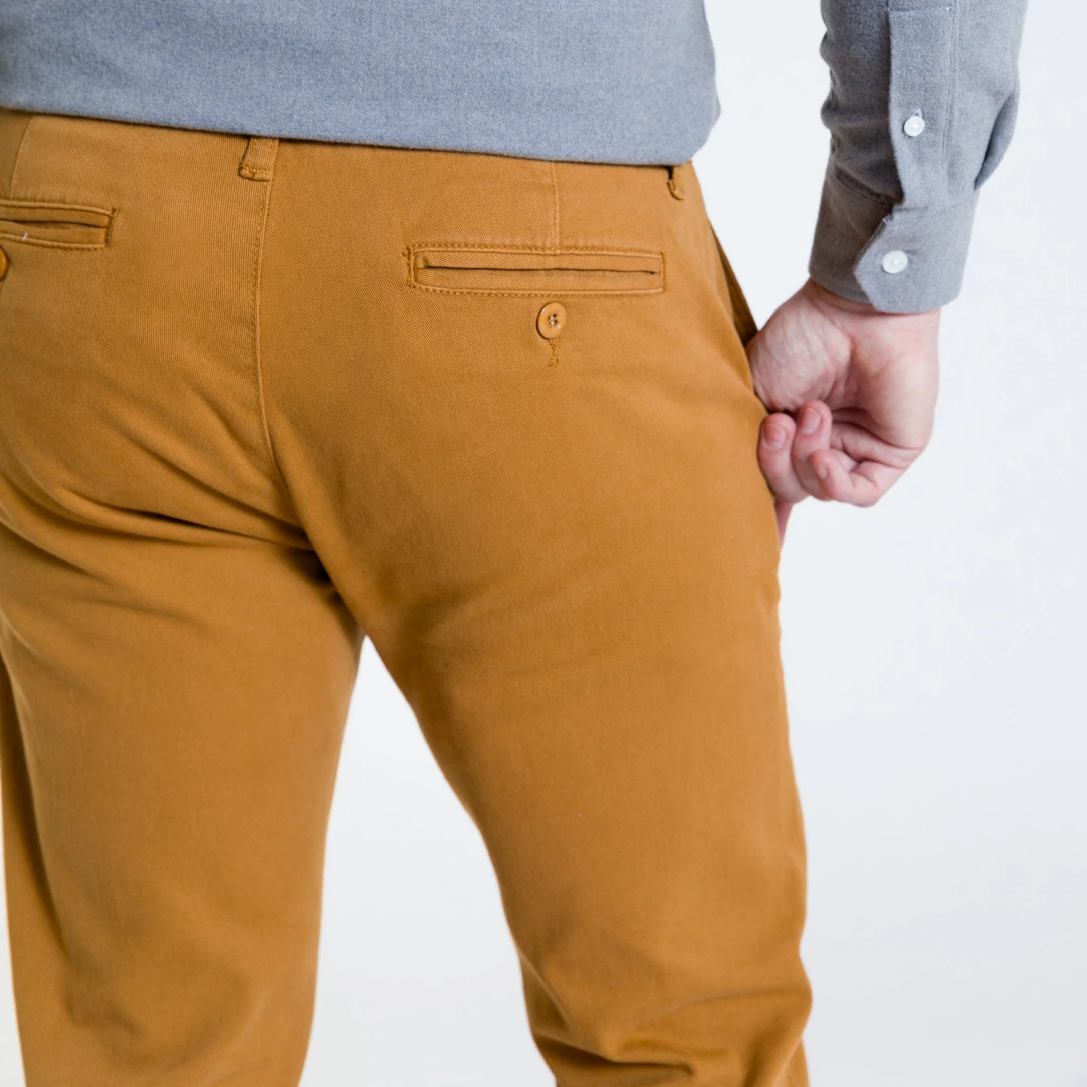 Golden Brown Washed Stretch Chino - Image 5