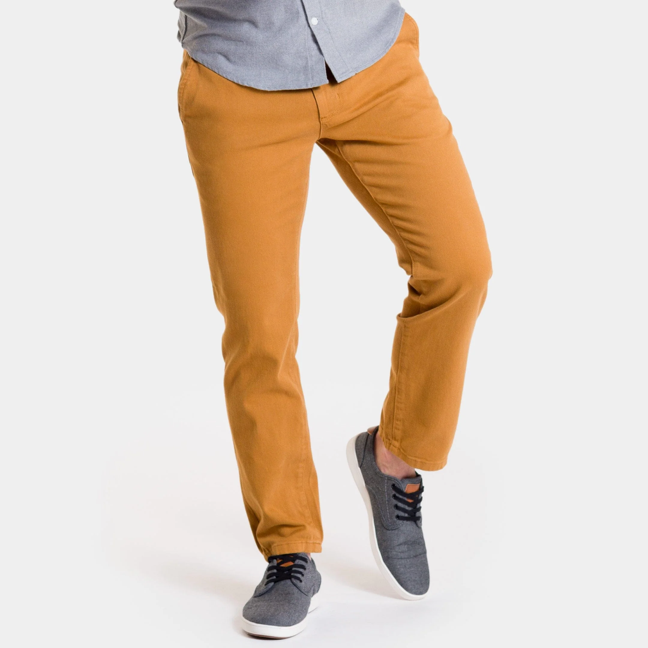 Golden Brown Washed Stretch Chino - Image 6