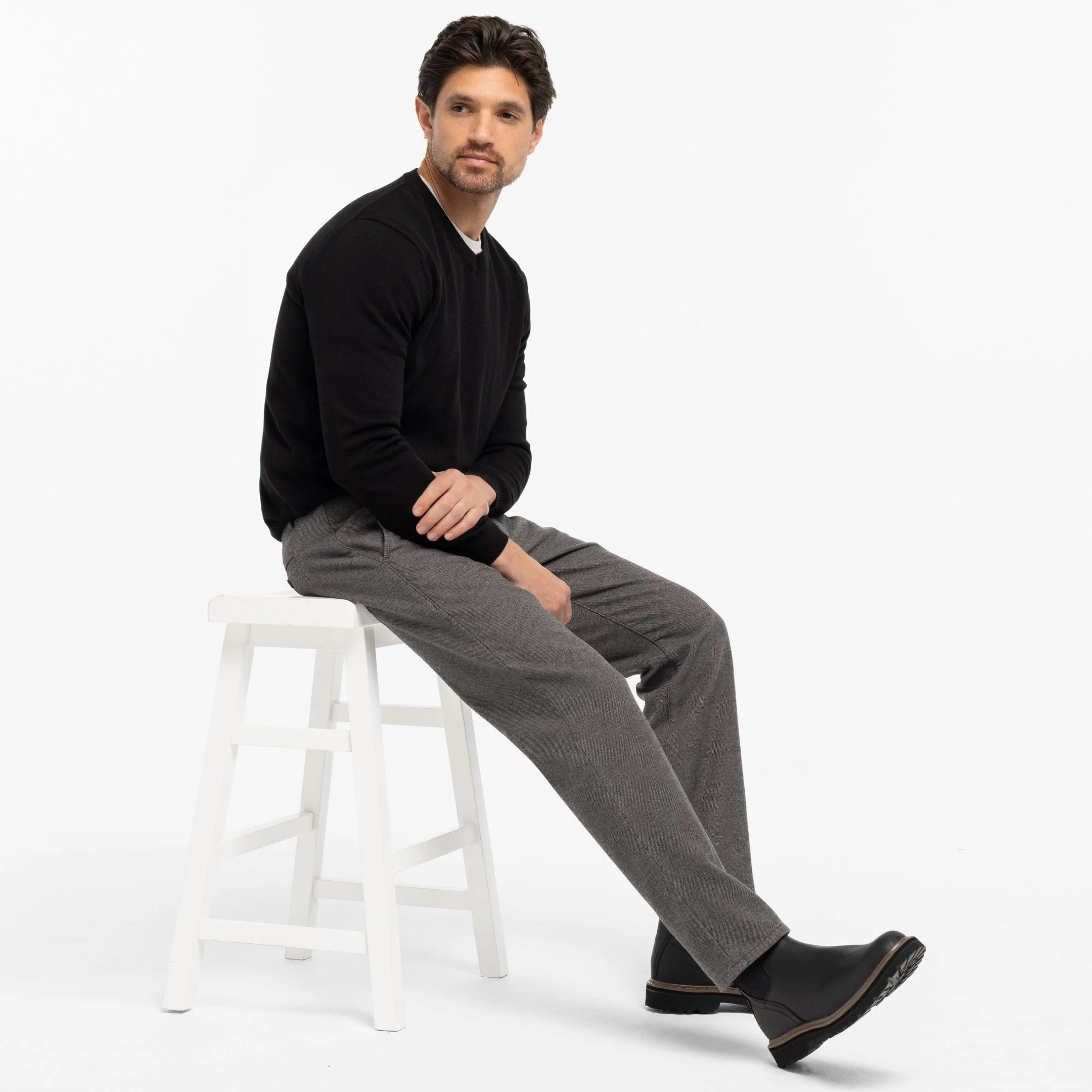Grey Brushed Twill Chinos - Image 2