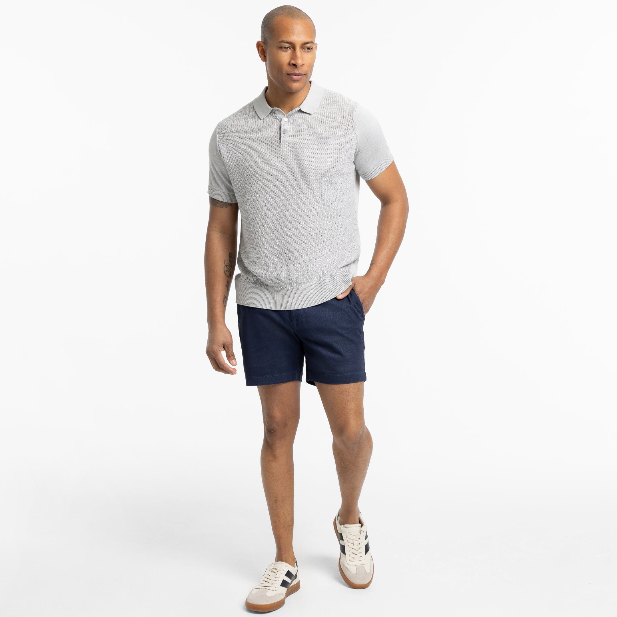 Grey Button Knit Polo - Image 2