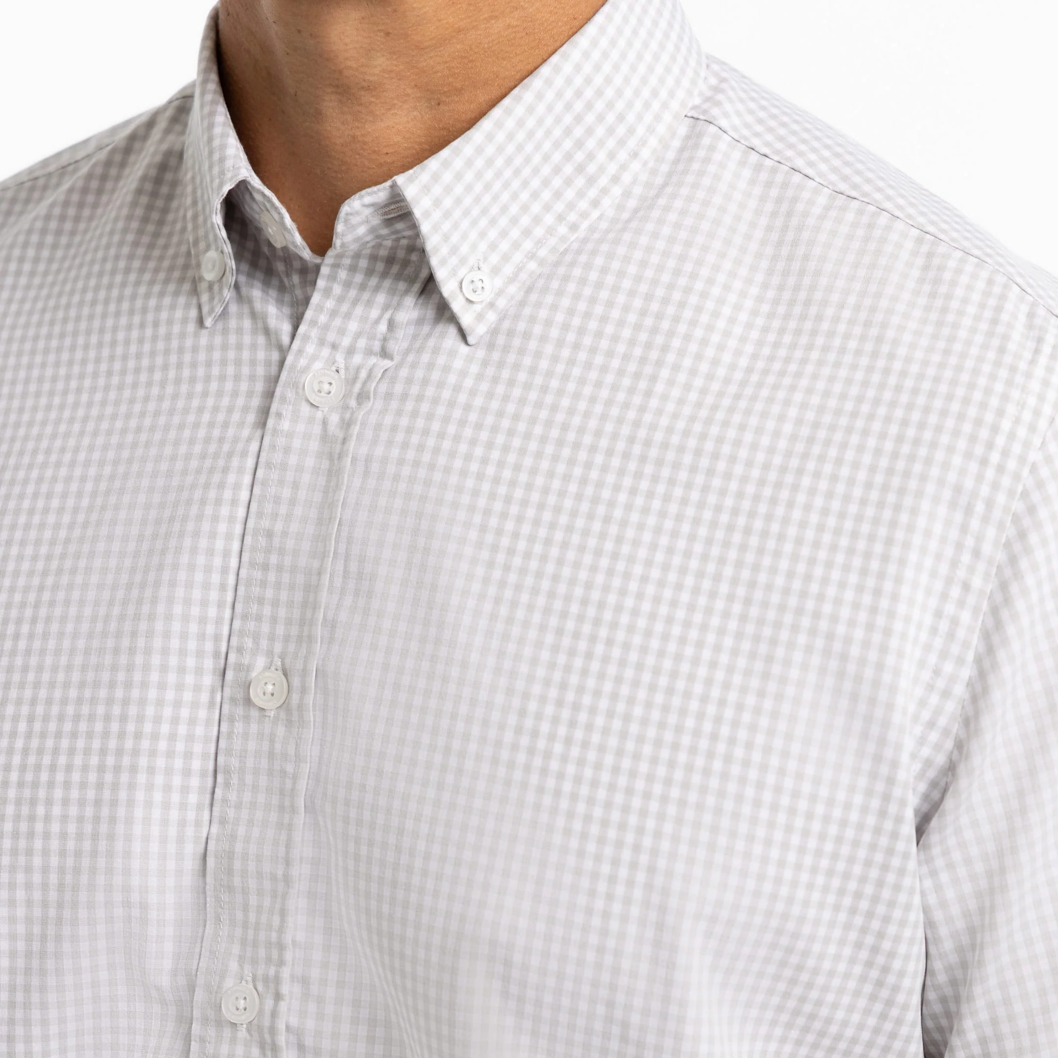 Grey Gingham Short Sleeve Wrinkle Free Shirt - Image 4