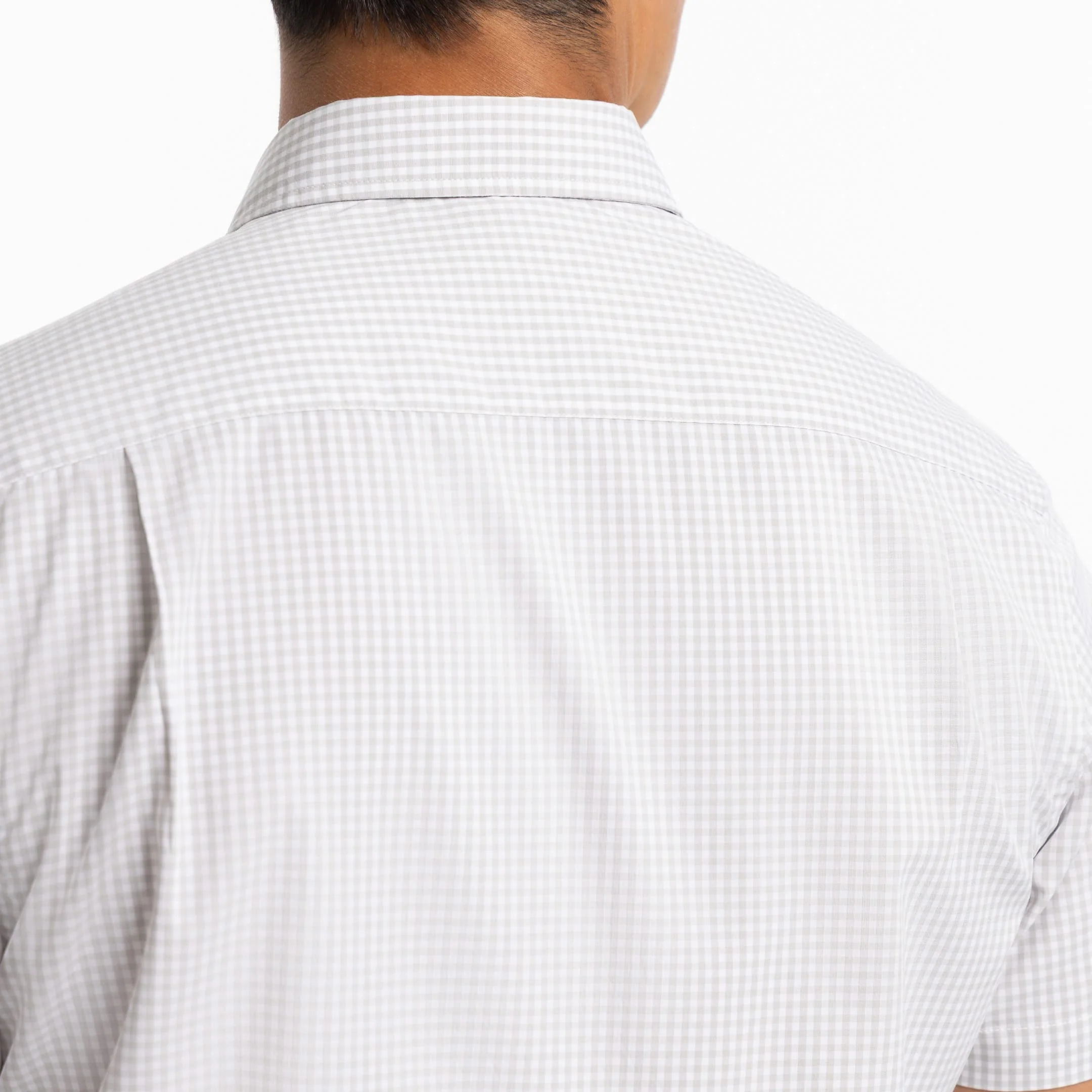 Grey Gingham Short Sleeve Wrinkle Free Shirt - Image 5