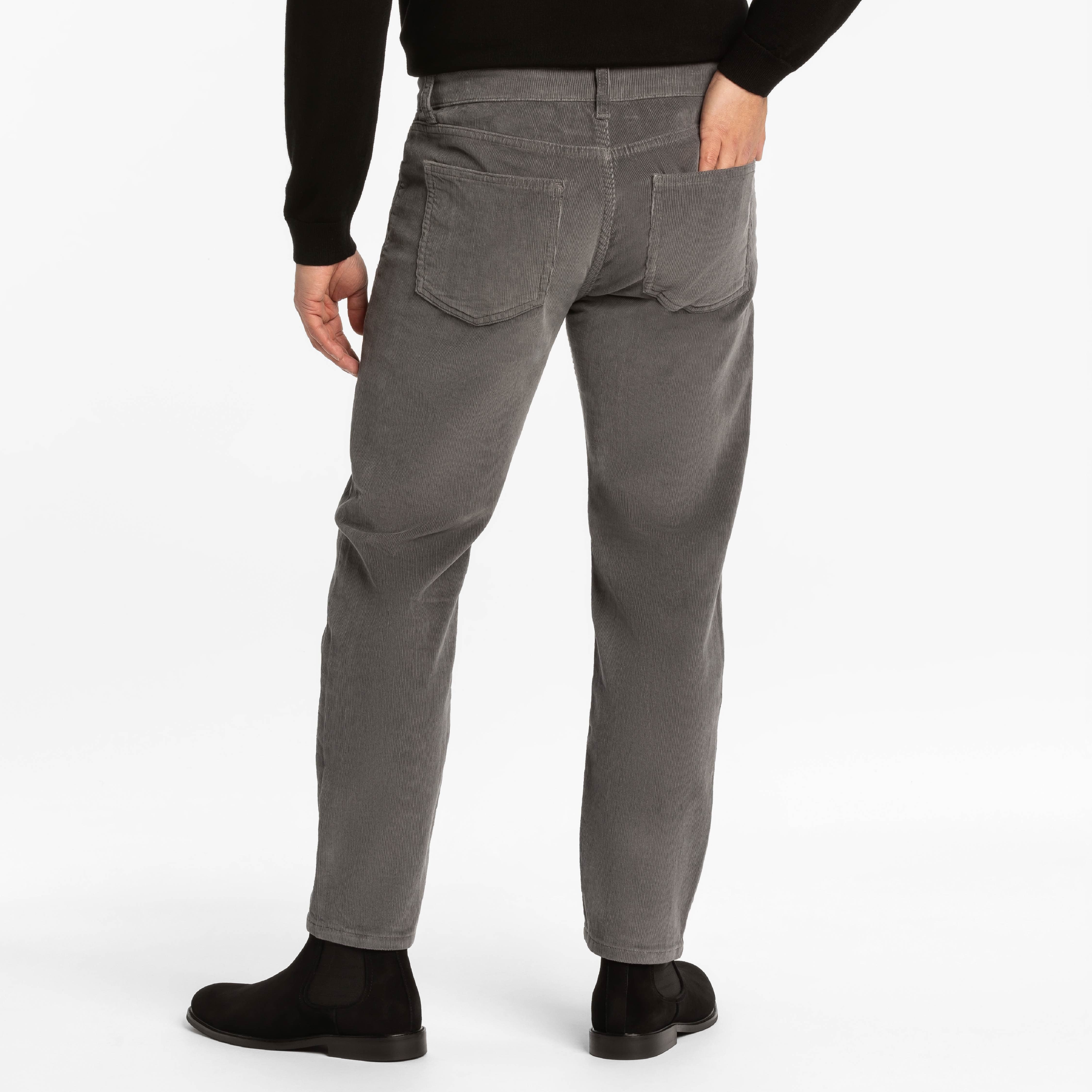 Grey Stretch Corduroy Pant - Image 3