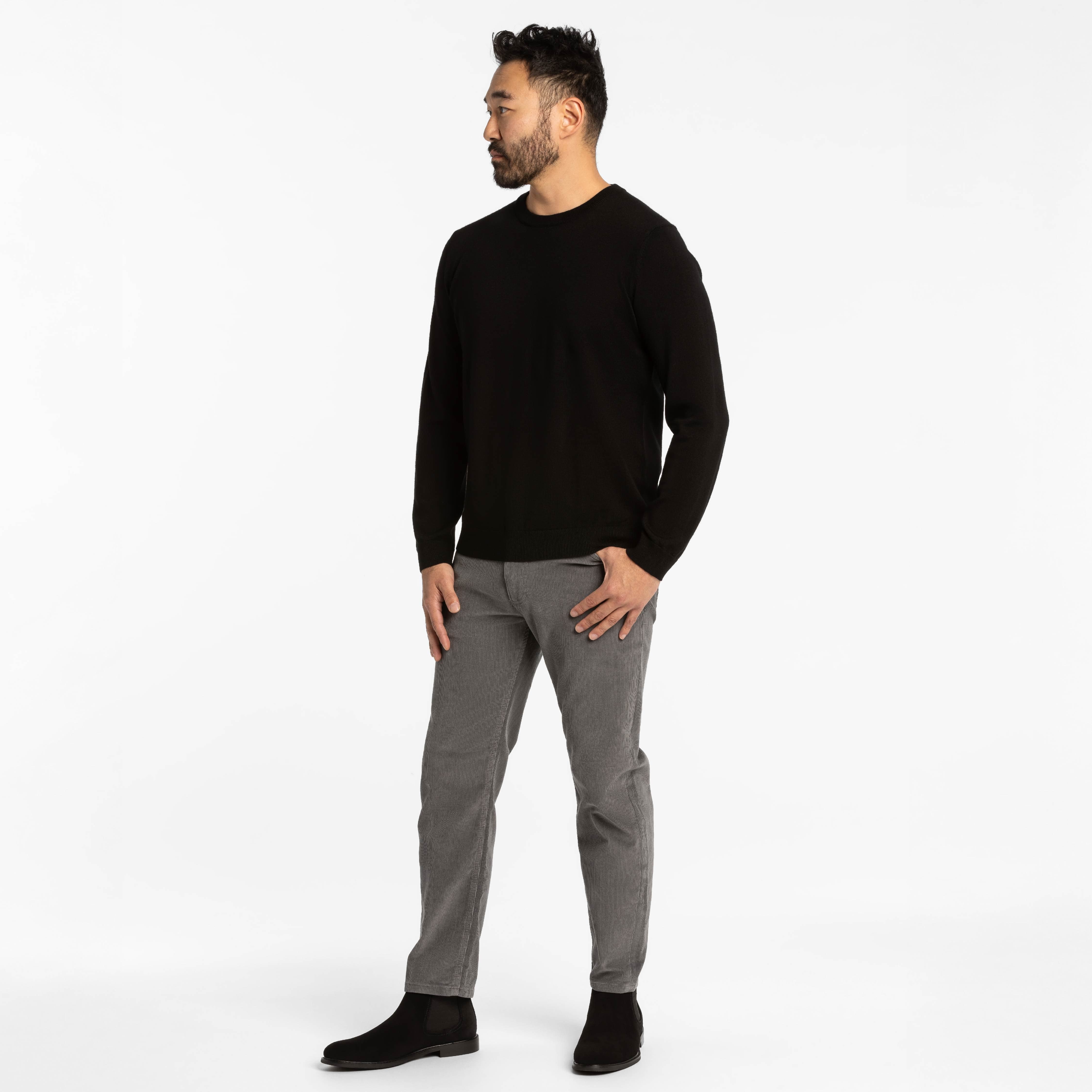 Grey Stretch Corduroy Pant - Image 6