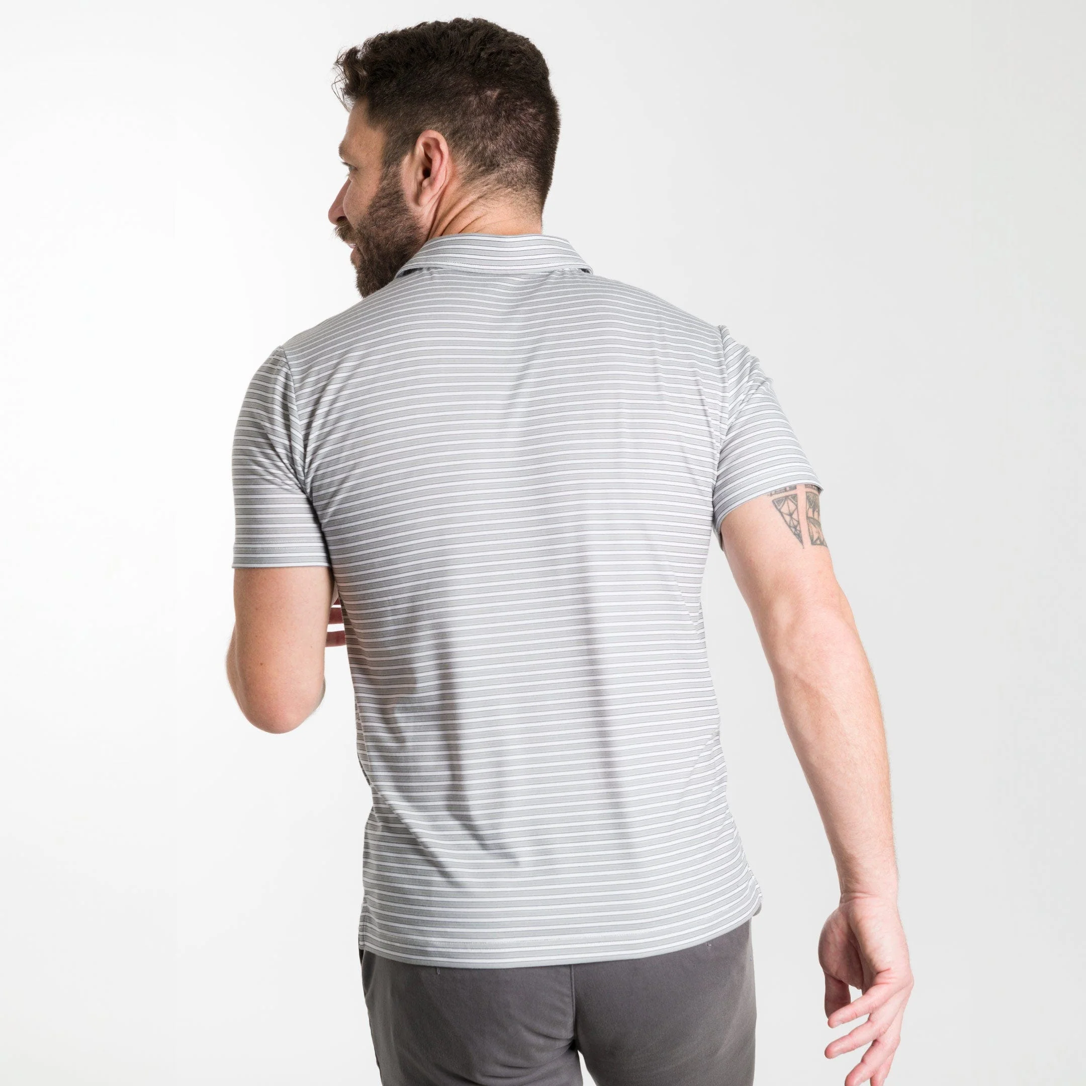 Grey Stripes Tech Polo - Image 3