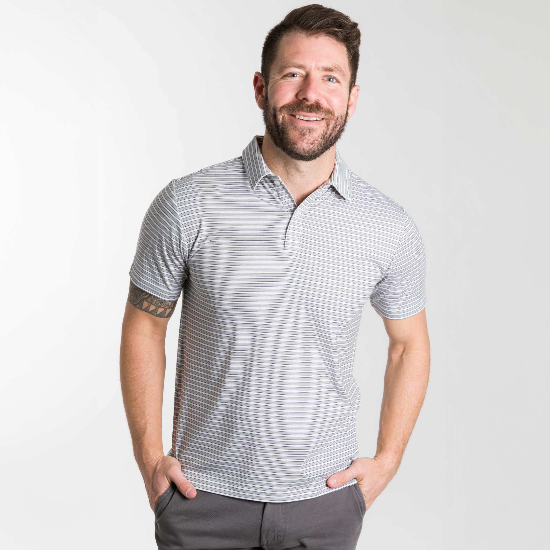 Grey Stripes Tech Polo - Image 6
