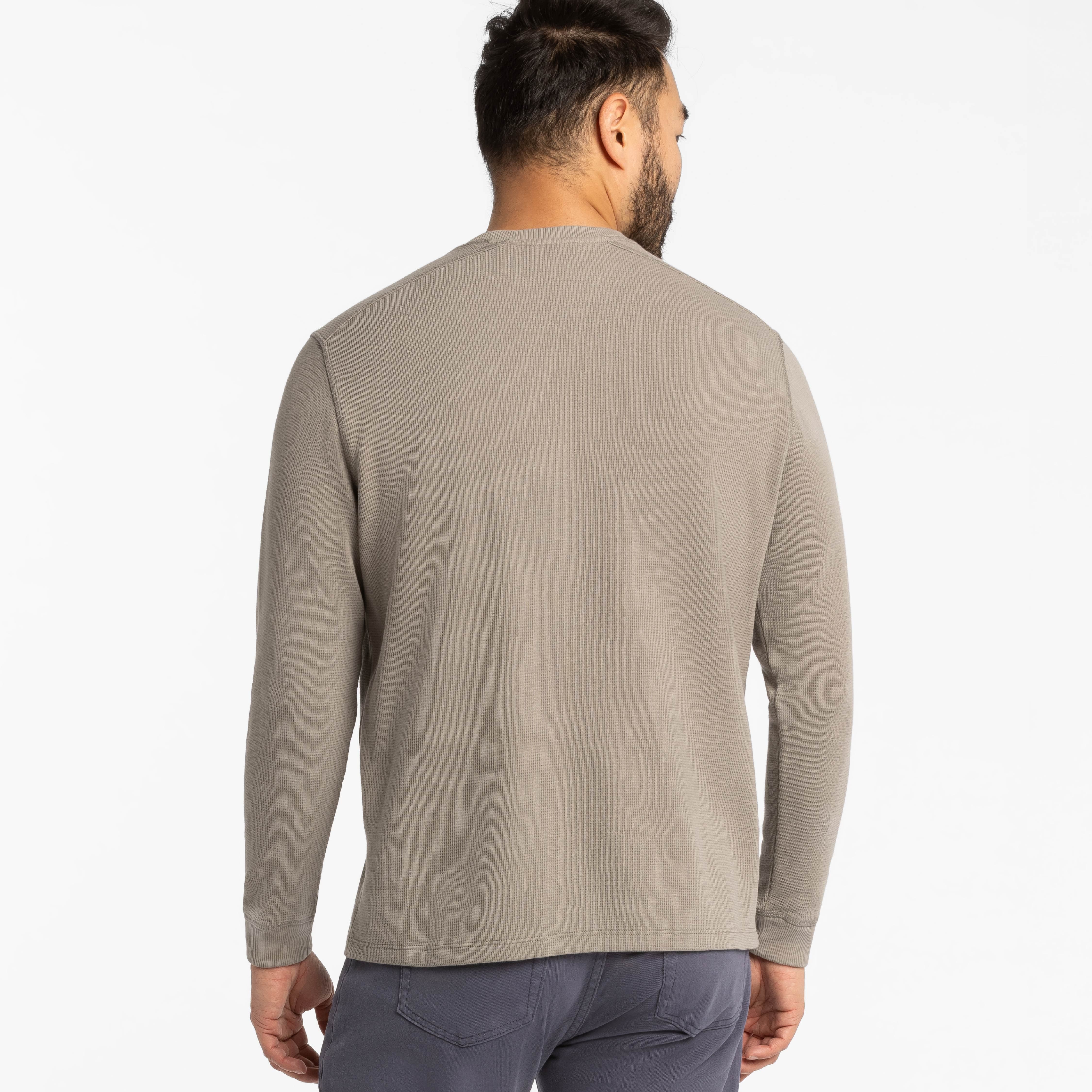 Grey Waffle Long Sleeve Crew Neck Tee - Image 3