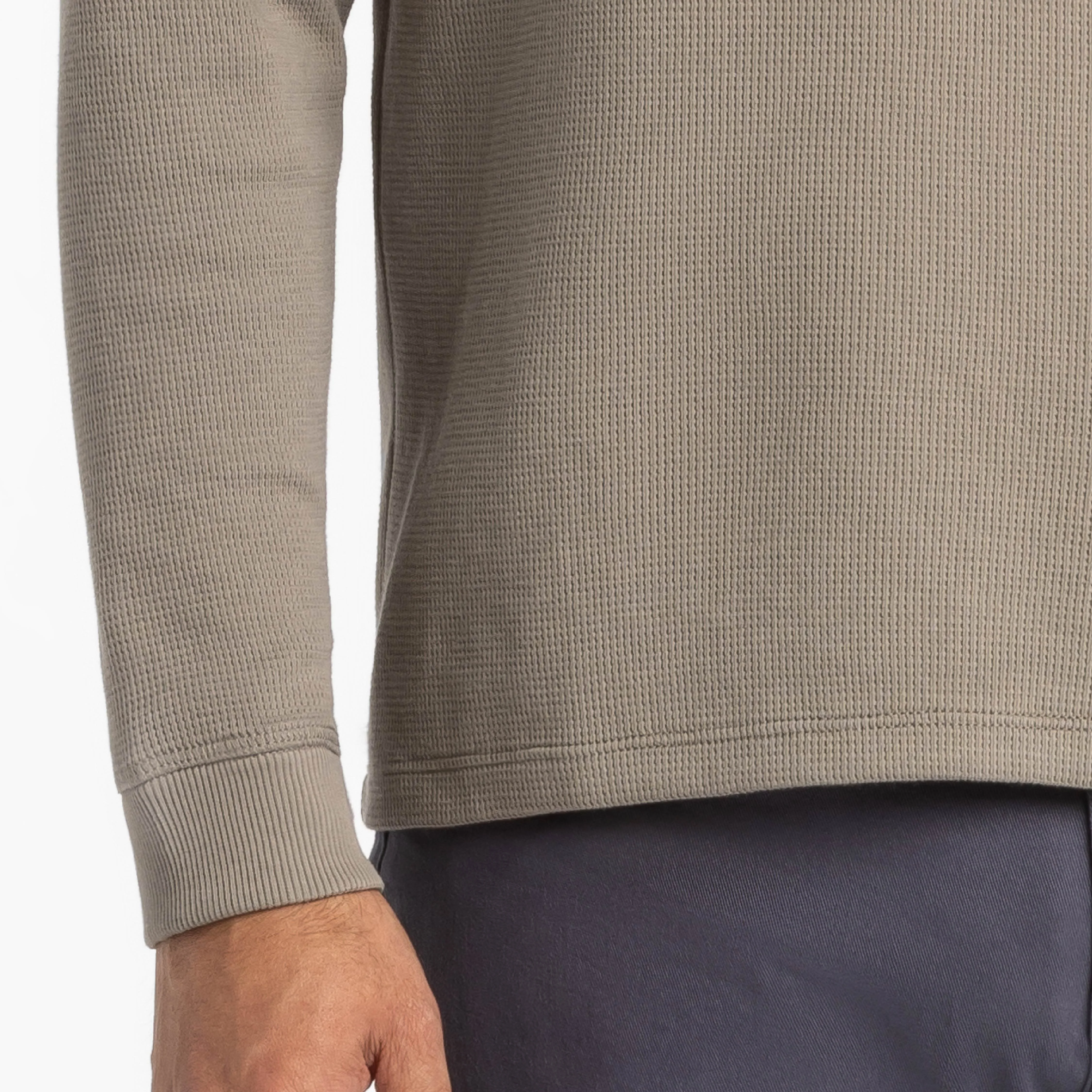 Grey Waffle Long Sleeve Crew Neck Tee - Image 4
