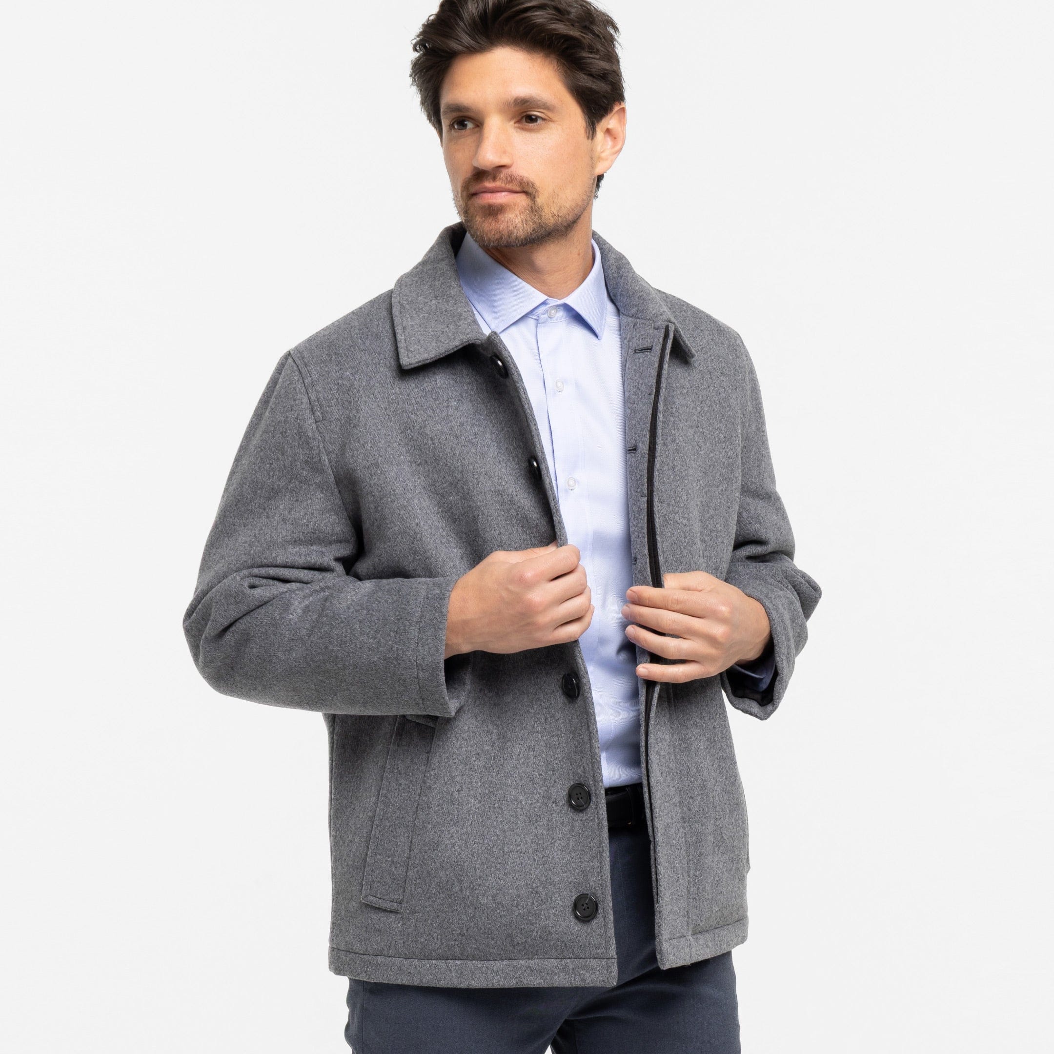 Grey Wool Peacoat