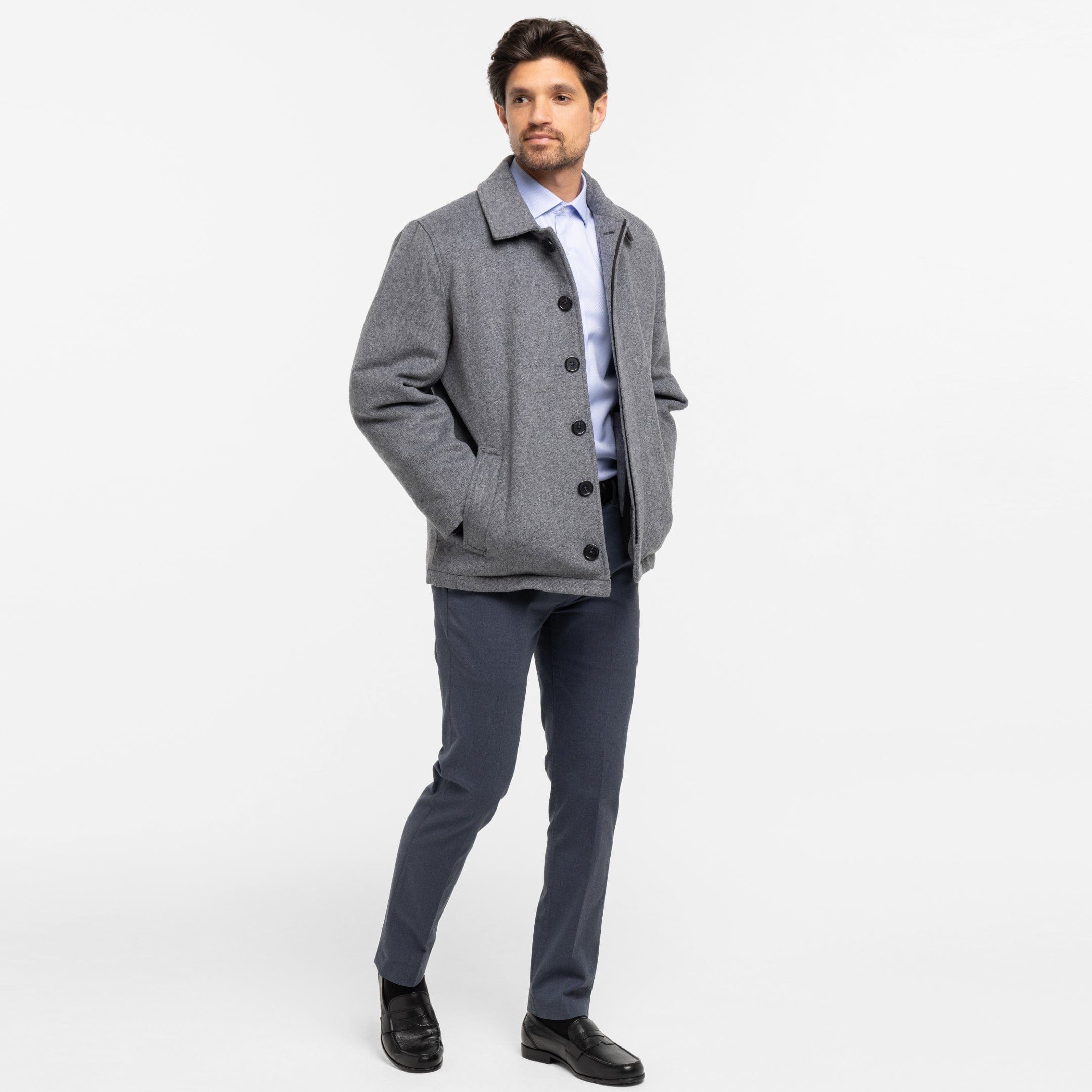 Grey Wool Peacoat - Image 2