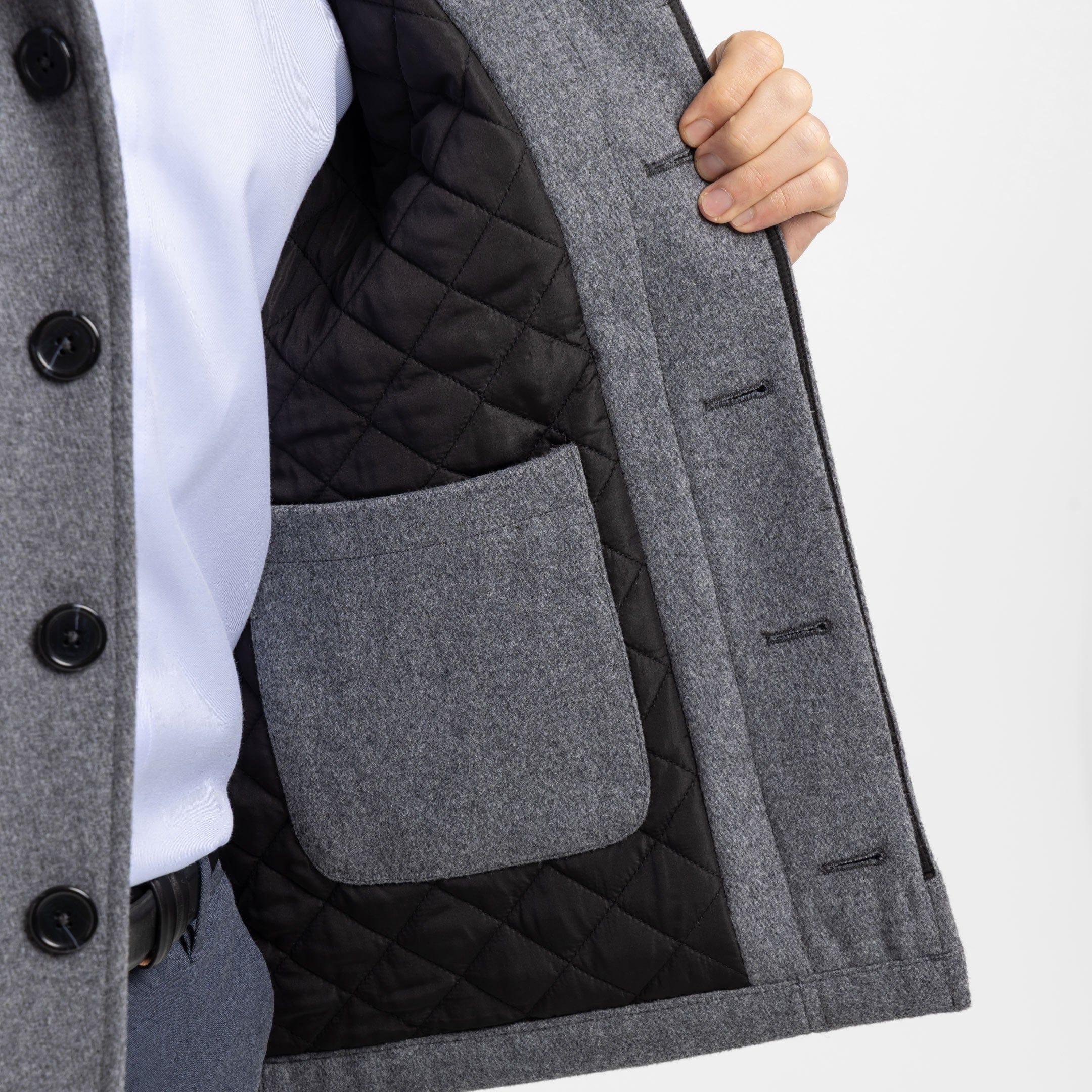 Grey Wool Peacoat - Image 4