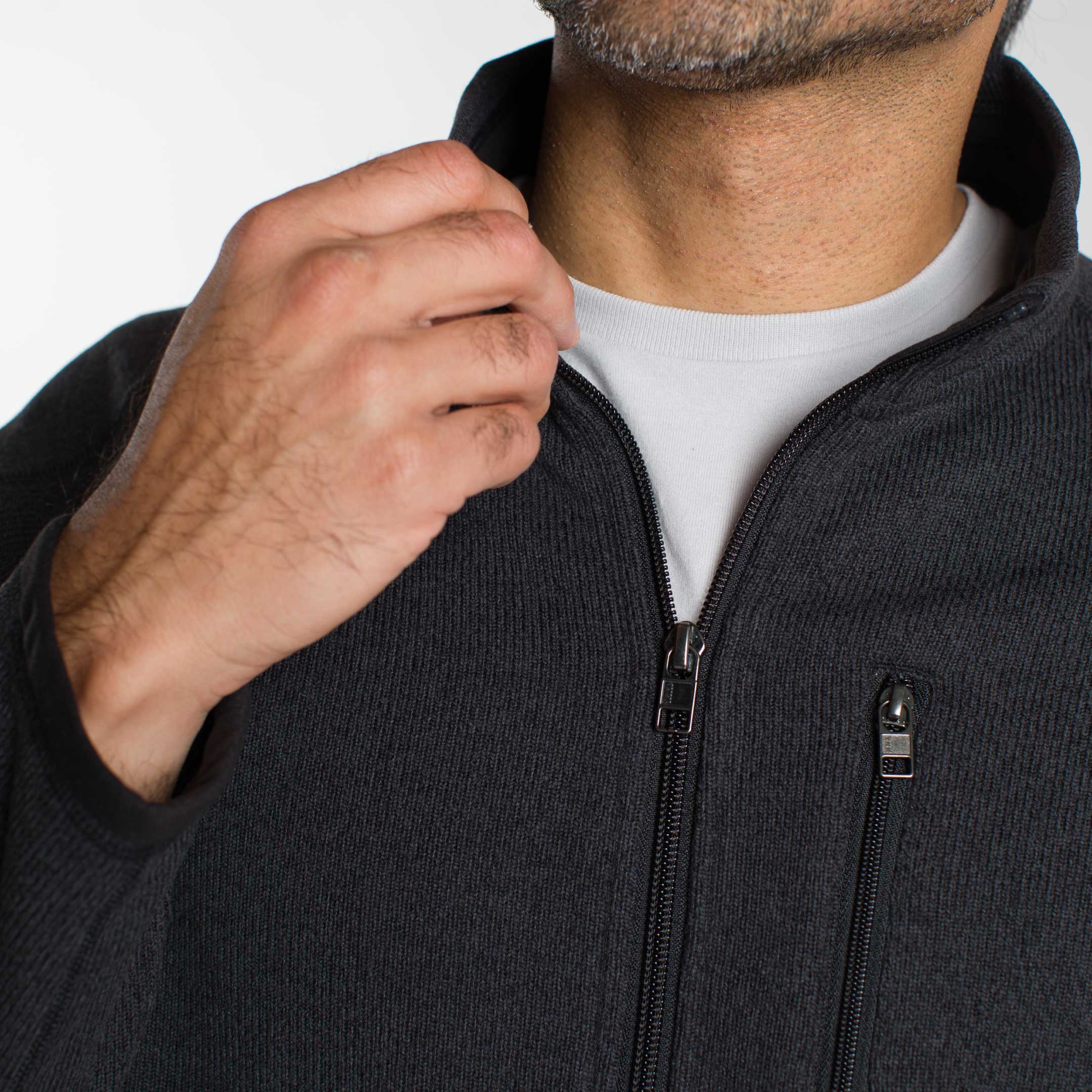 Heather Black Full-Zip Fleece Jacket - Image 4
