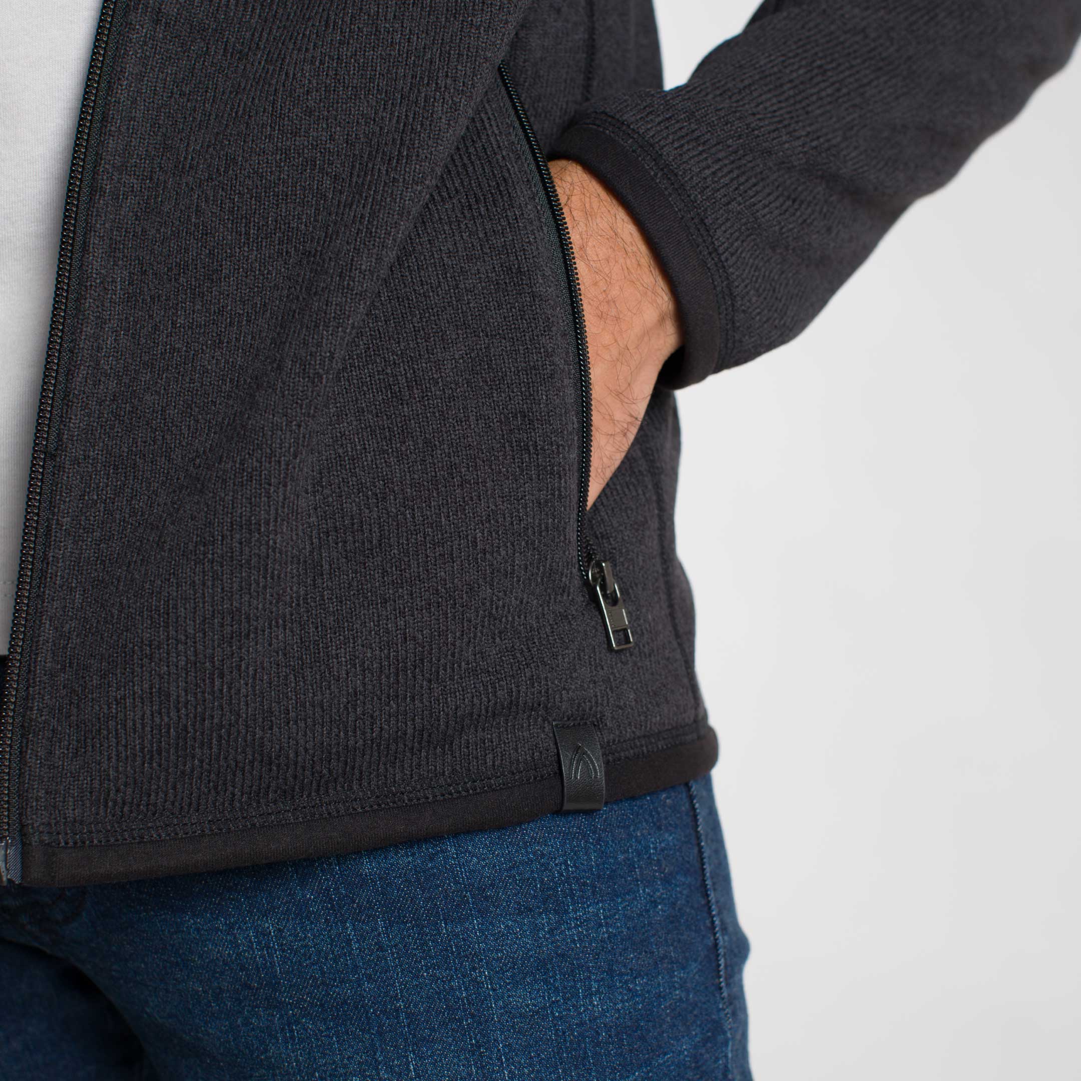 Heather Black Full-Zip Fleece Jacket - Image 5