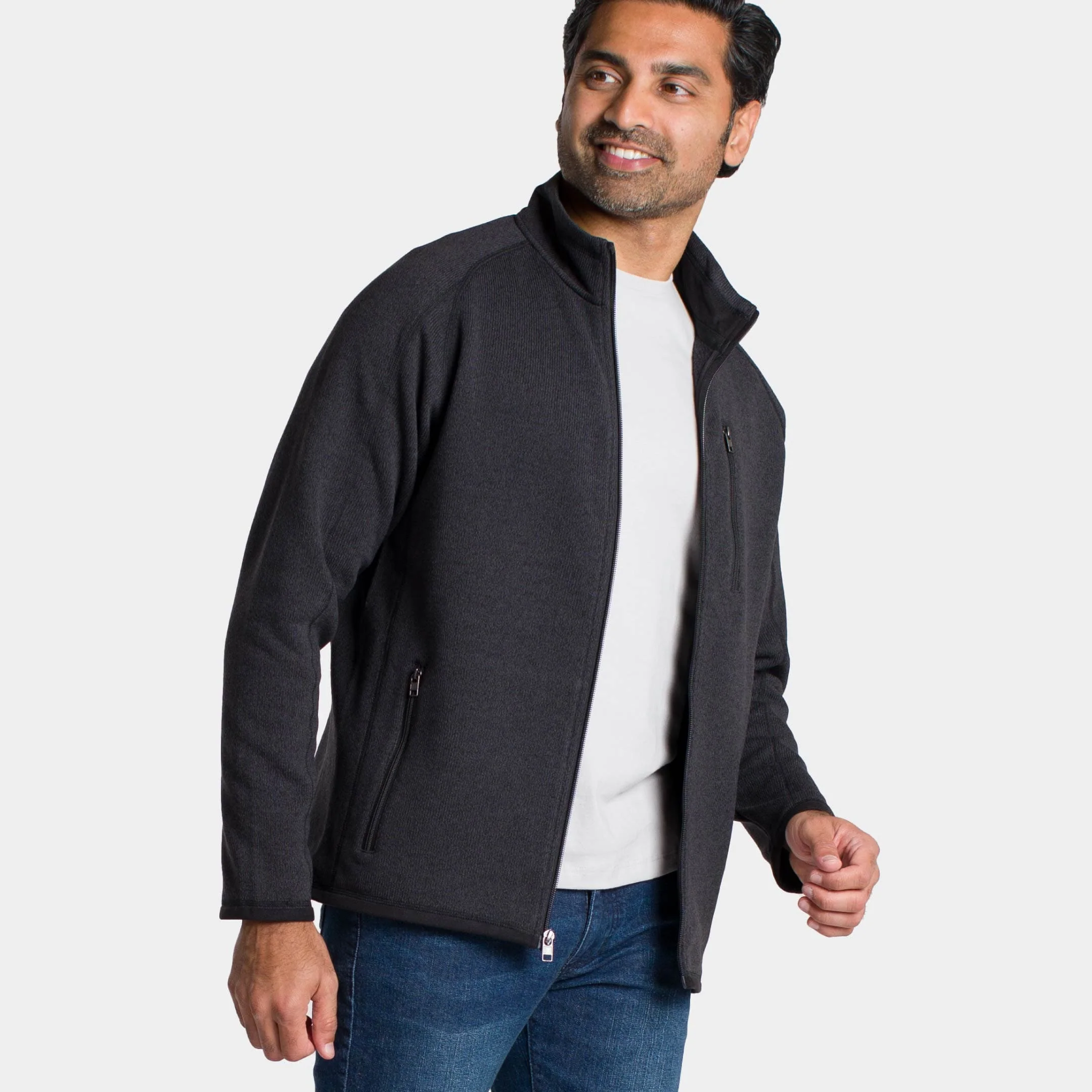 Heather Black Full-Zip Fleece Jacket - Image 6