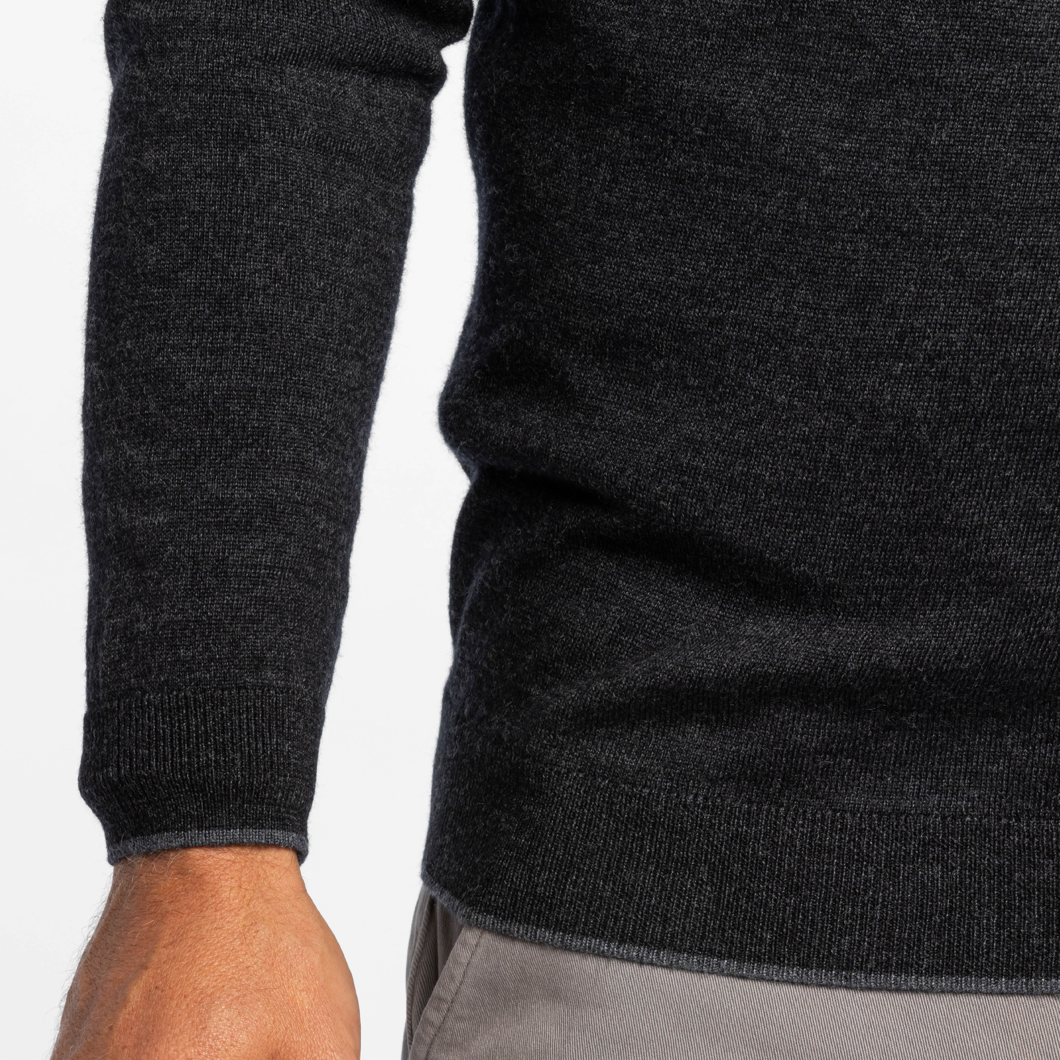 Heather Black Merino Quarter-Zip Sweater - Image 5