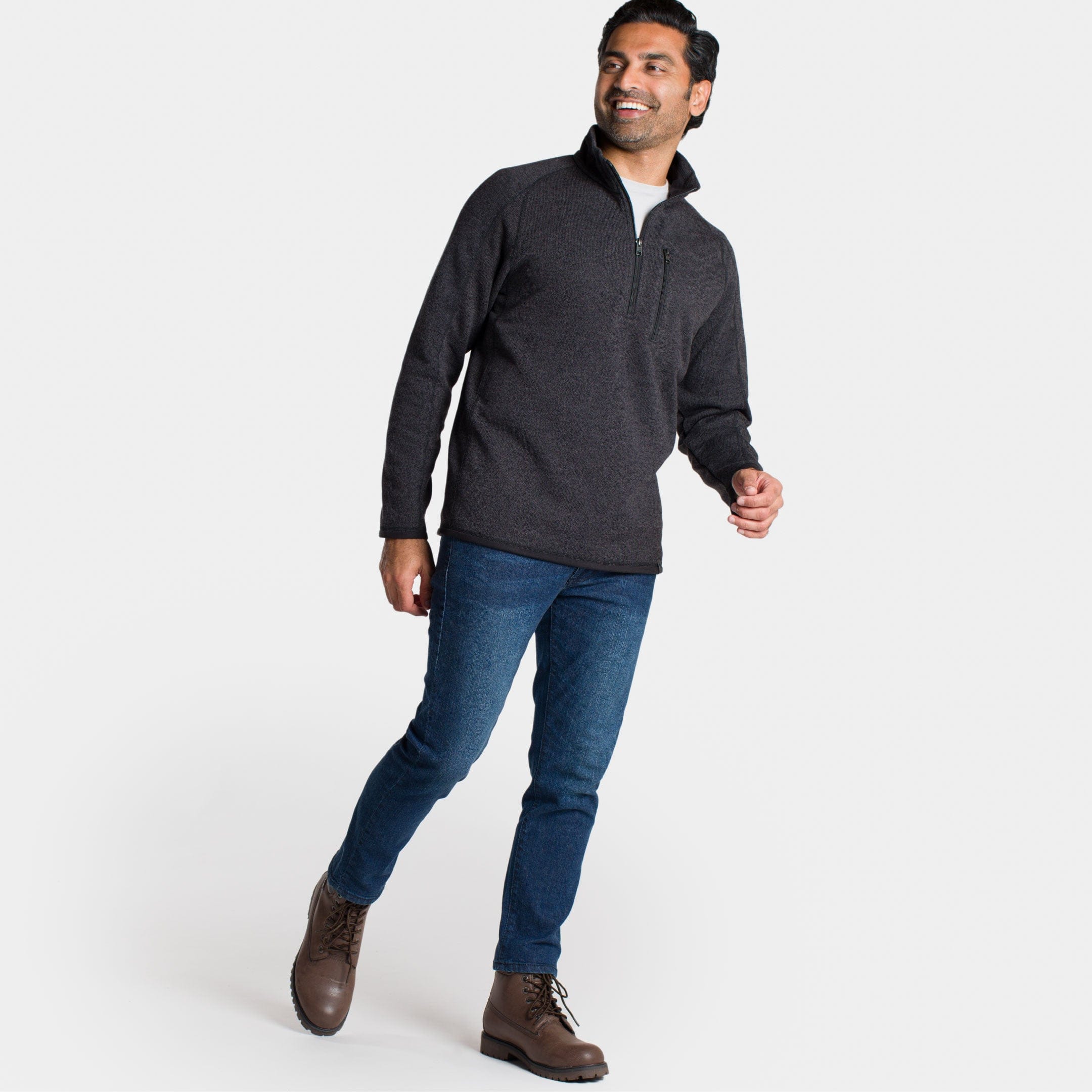 Heather Black Quarter-Zip Fleece - Image 2