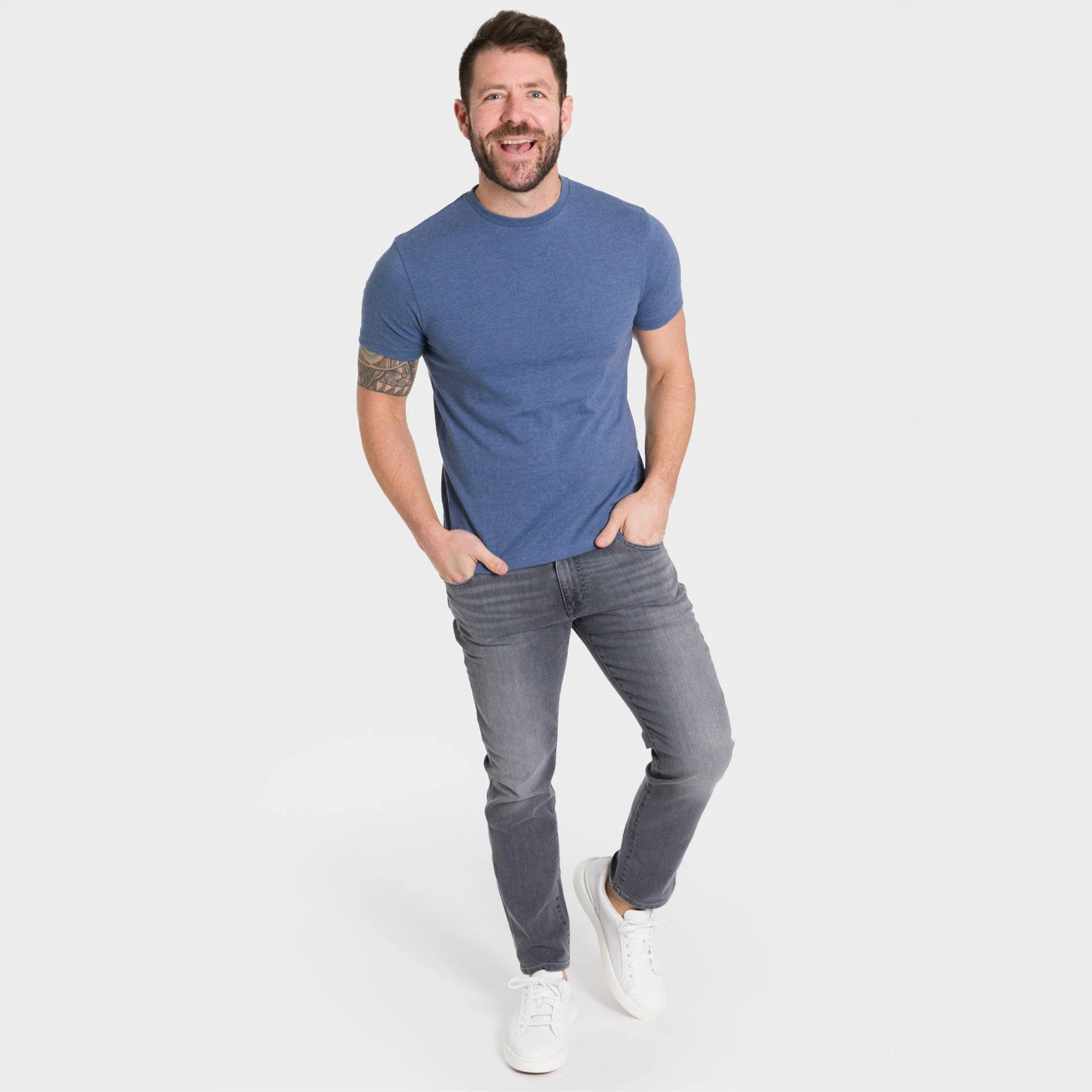 Heather Blue Crew Neck Tee - Image 2