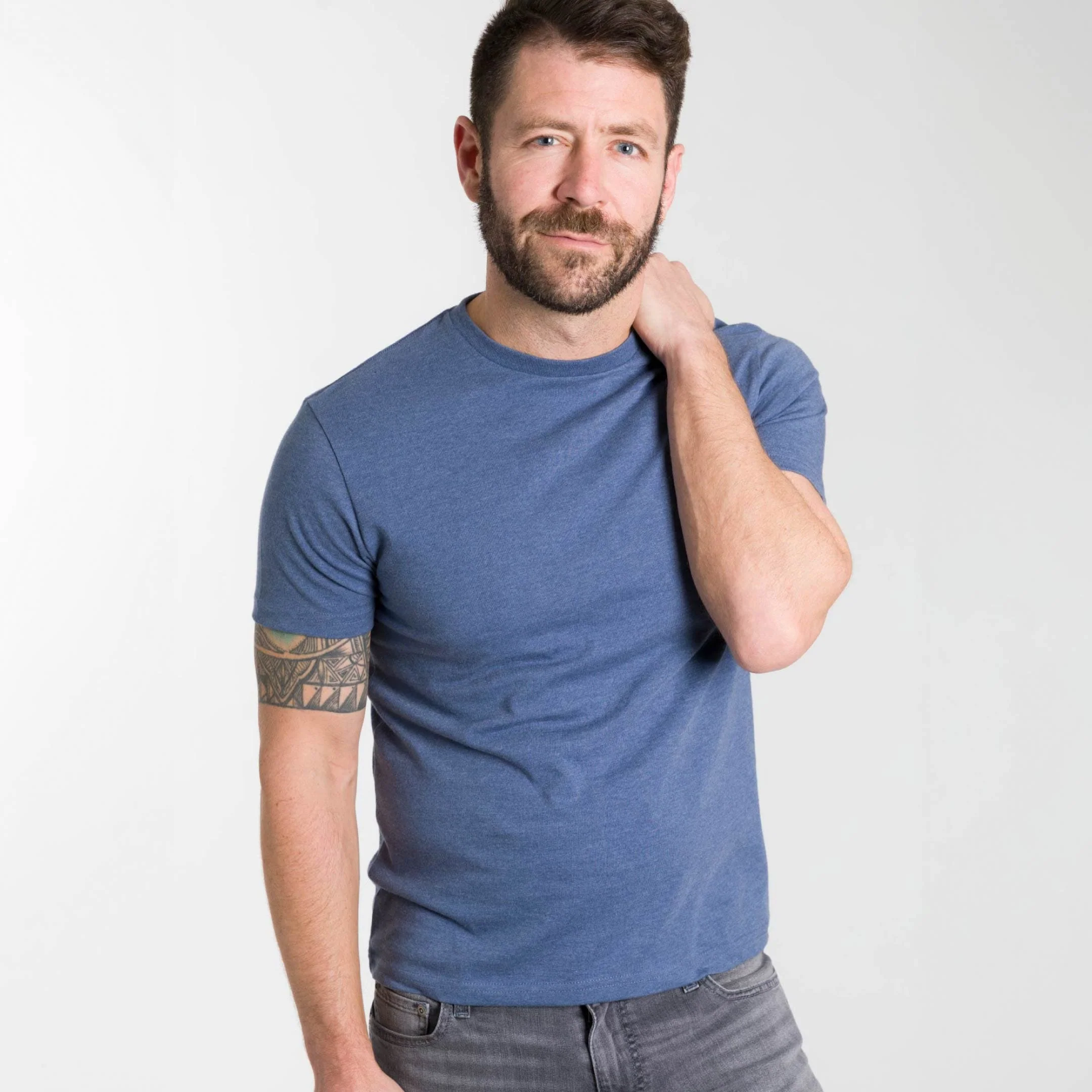 Heather Blue Crew Neck Tee - Image 6