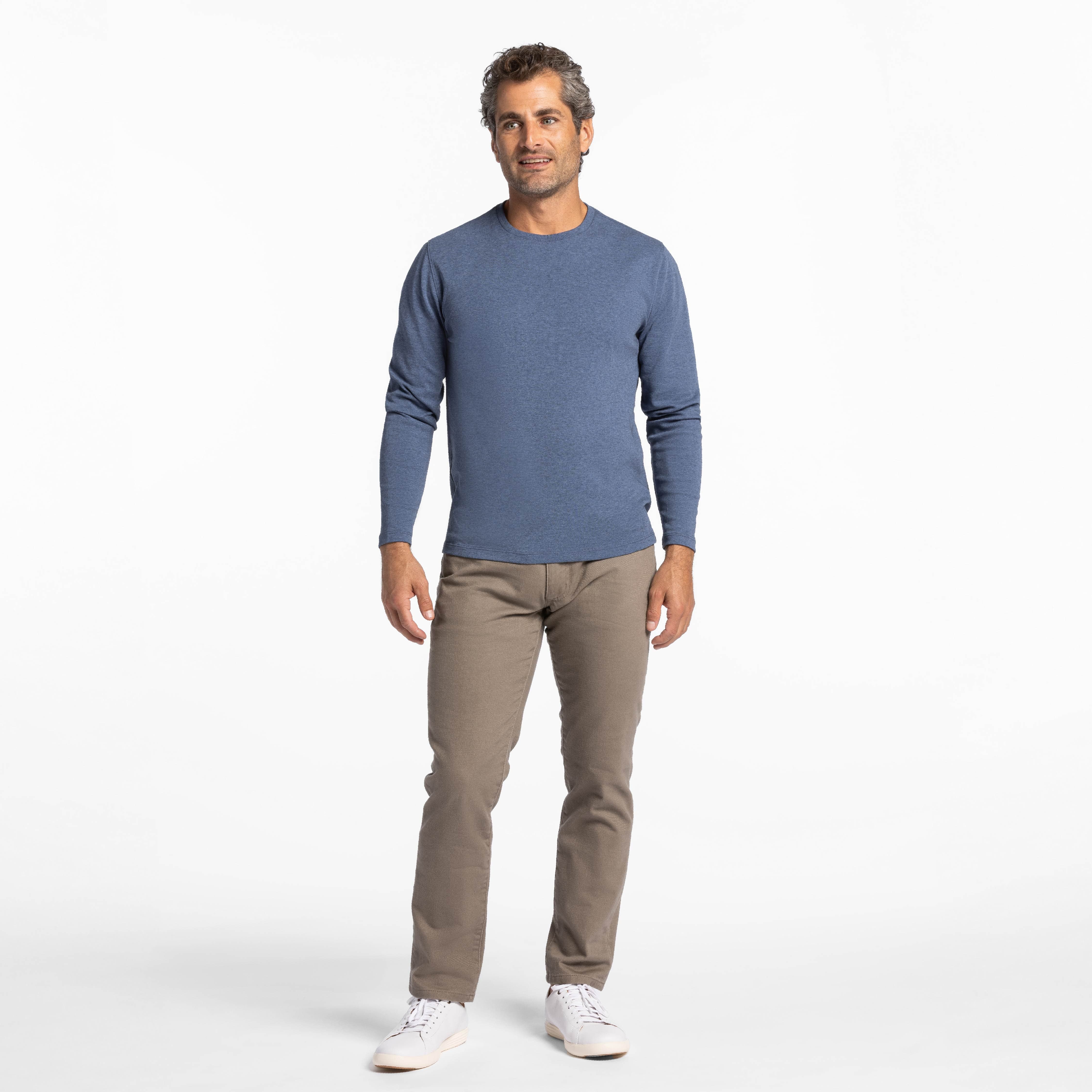 Heather Blue Luxury Soft Touch Long Sleeve Crew Neck Tee - Image 6