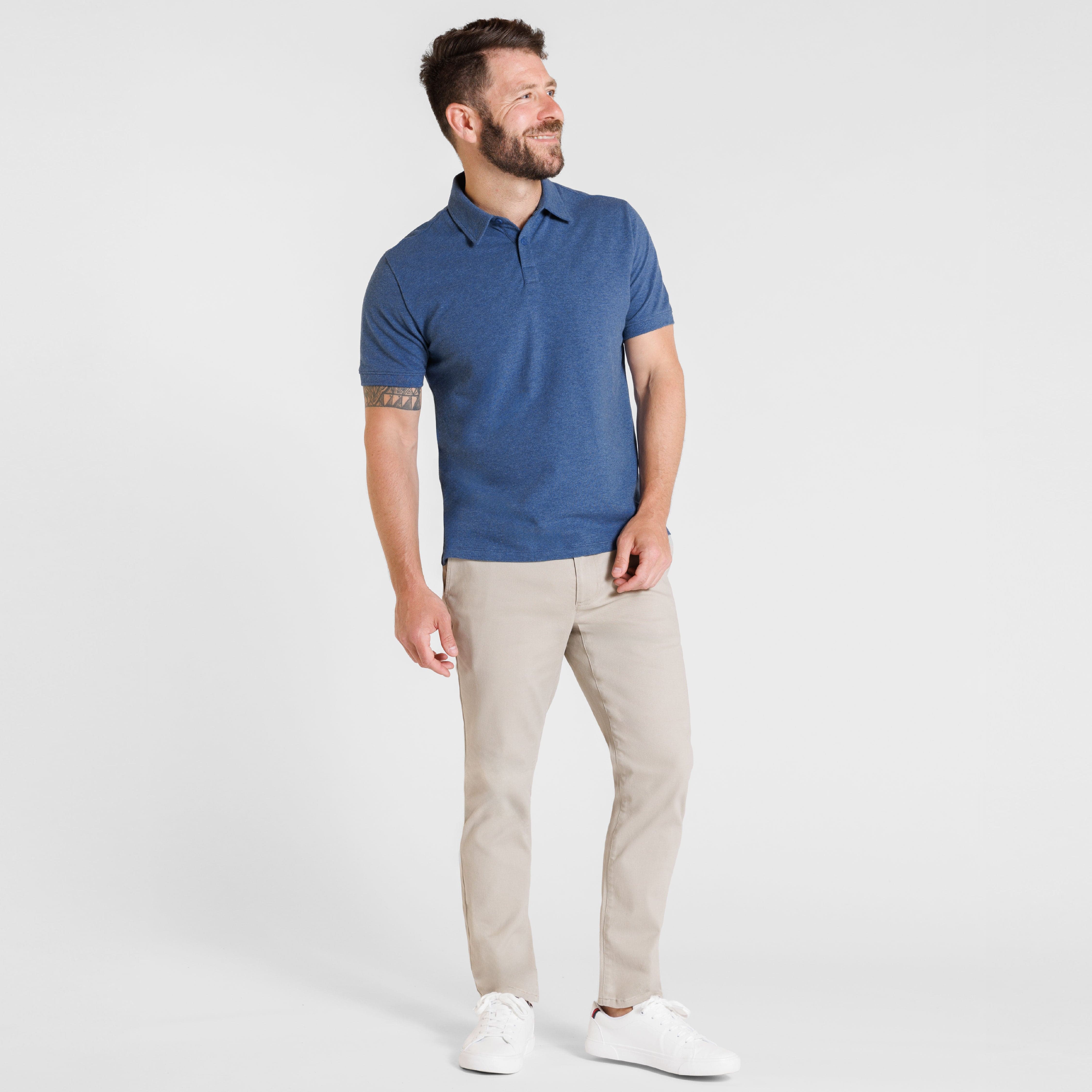 Heather Blue Pique Daily Polo - Image 2