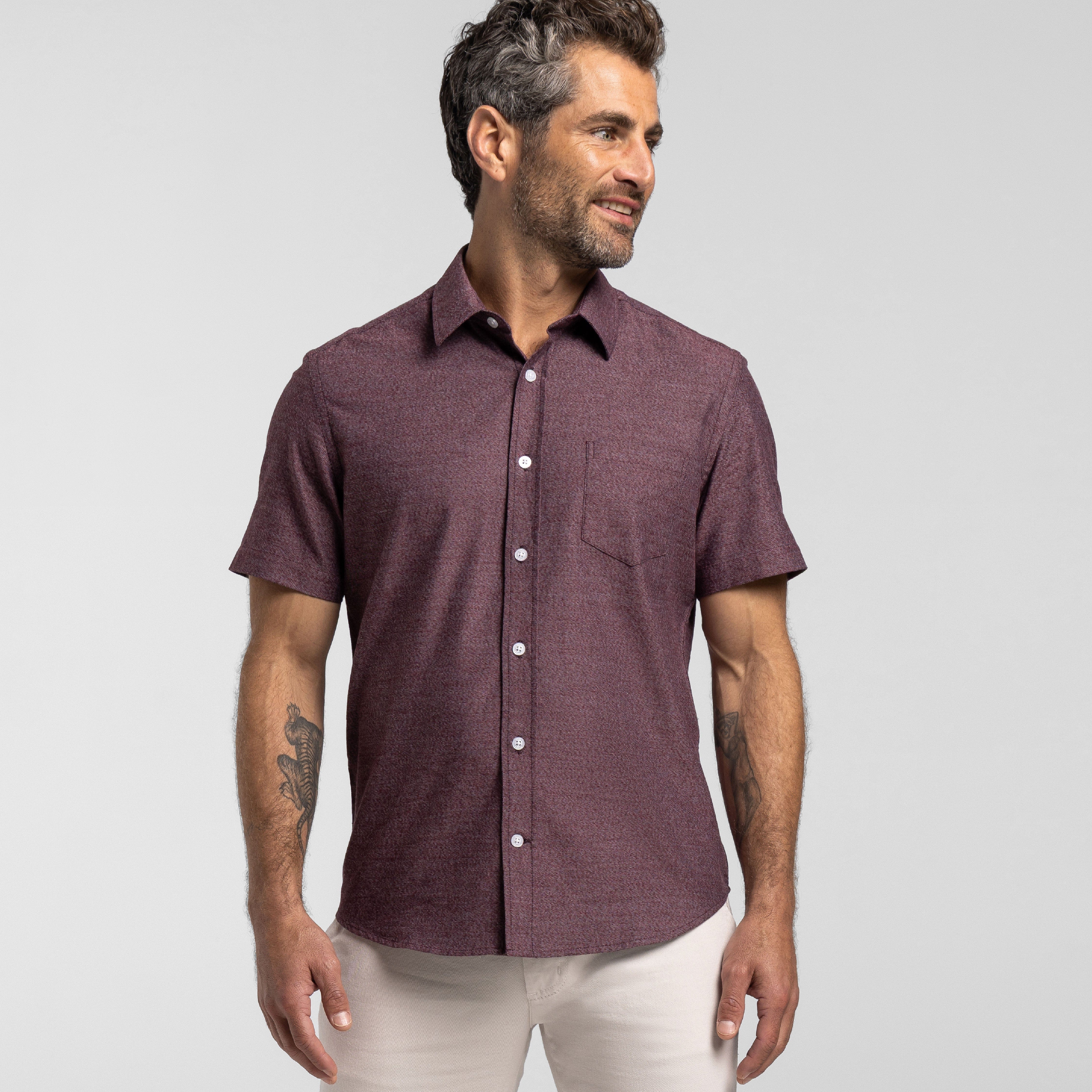 Heather Burgundy Short Sleeve Shirt