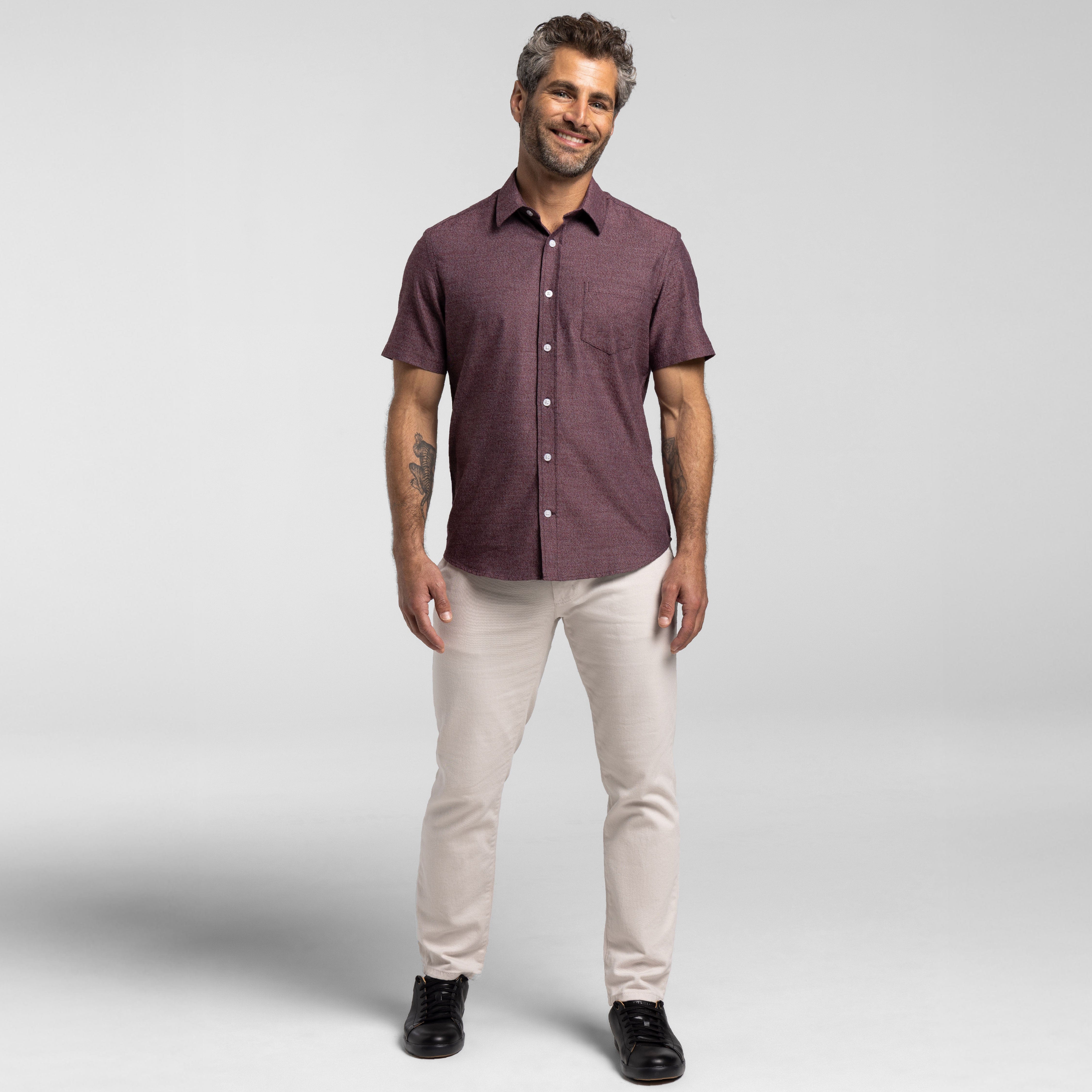 Heather Burgundy Short Sleeve Shirt - Image 2