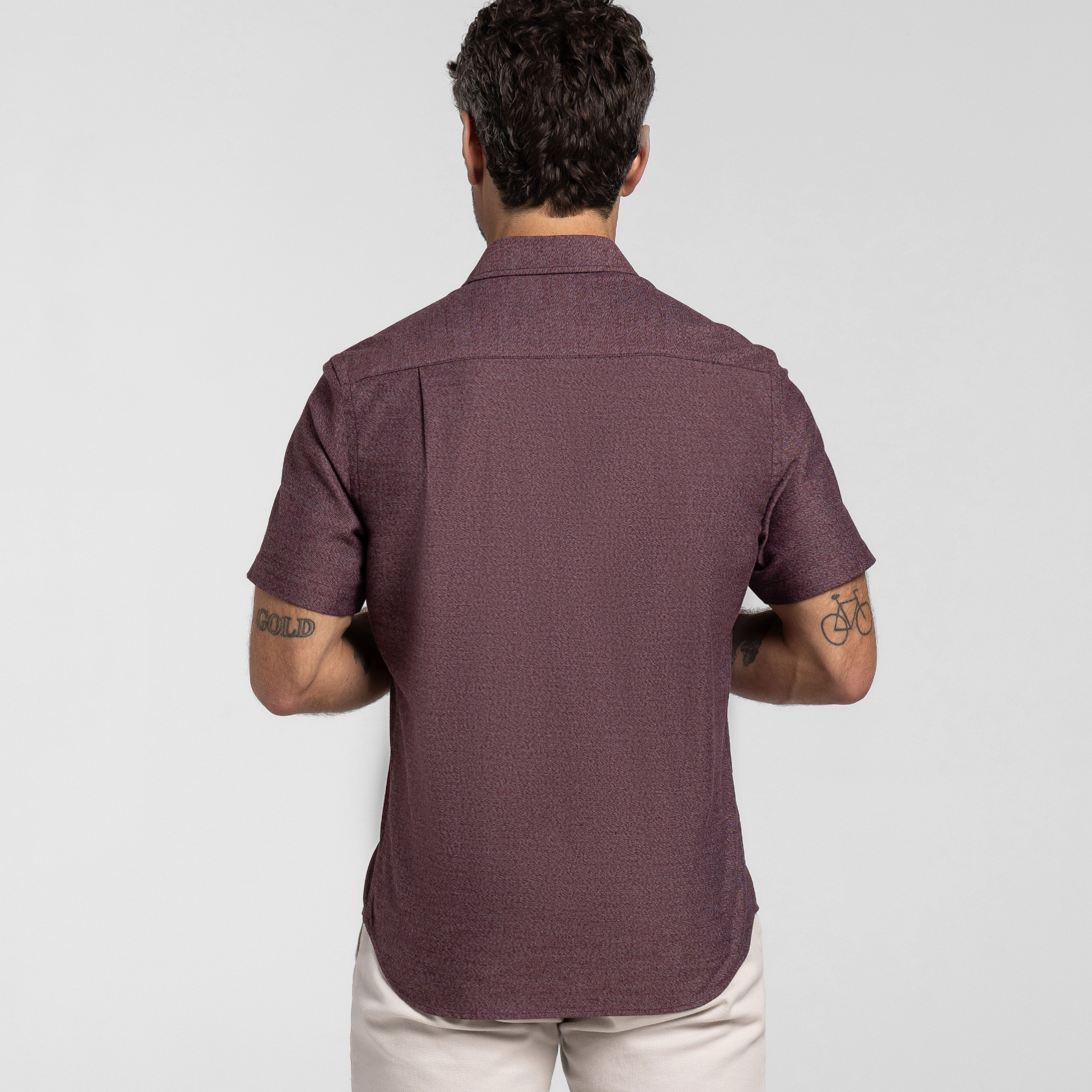 Heather Burgundy Short Sleeve Shirt - Image 3
