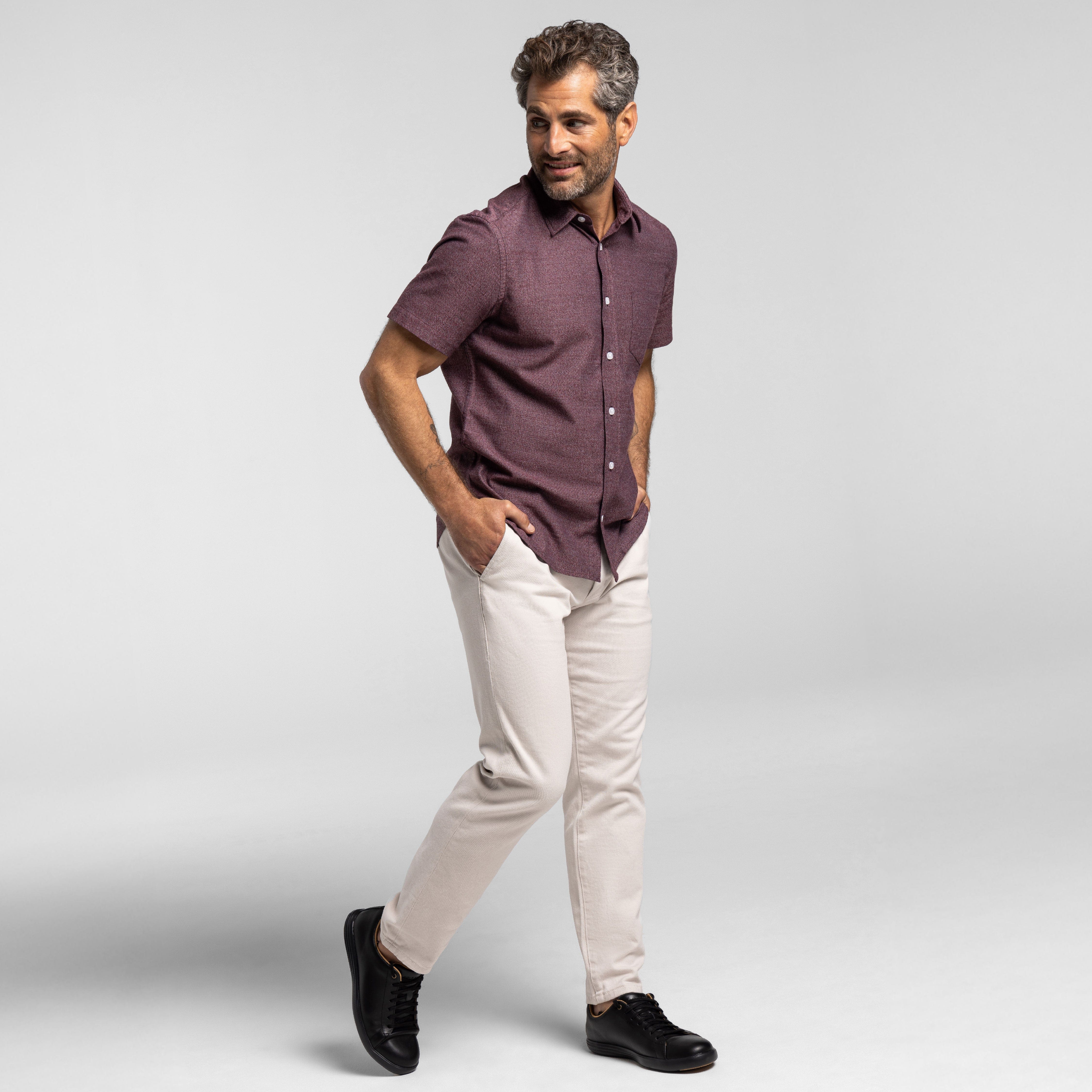 Heather Burgundy Short Sleeve Shirt - Image 6