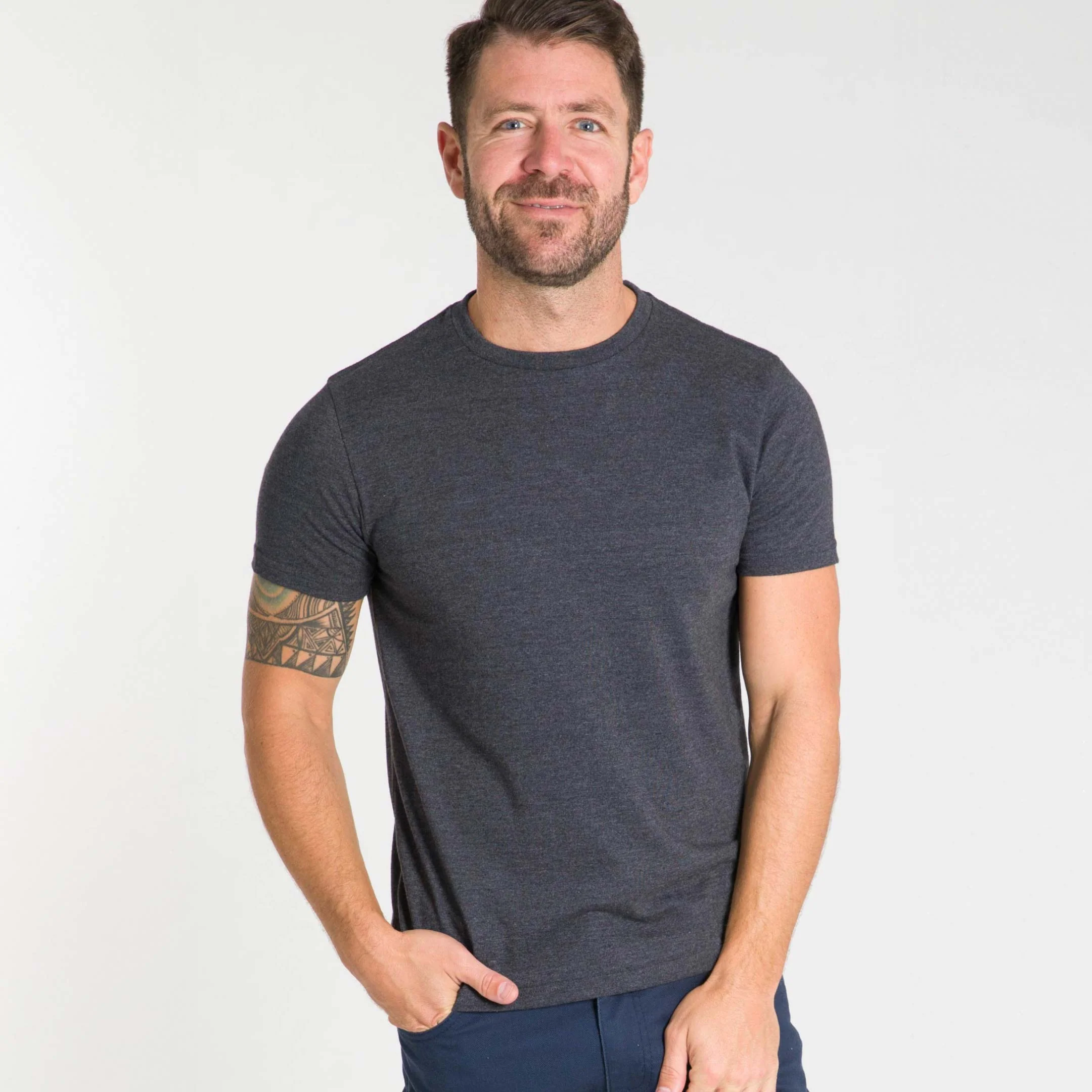 Heather Charcoal Crew Neck Tee - Image 6