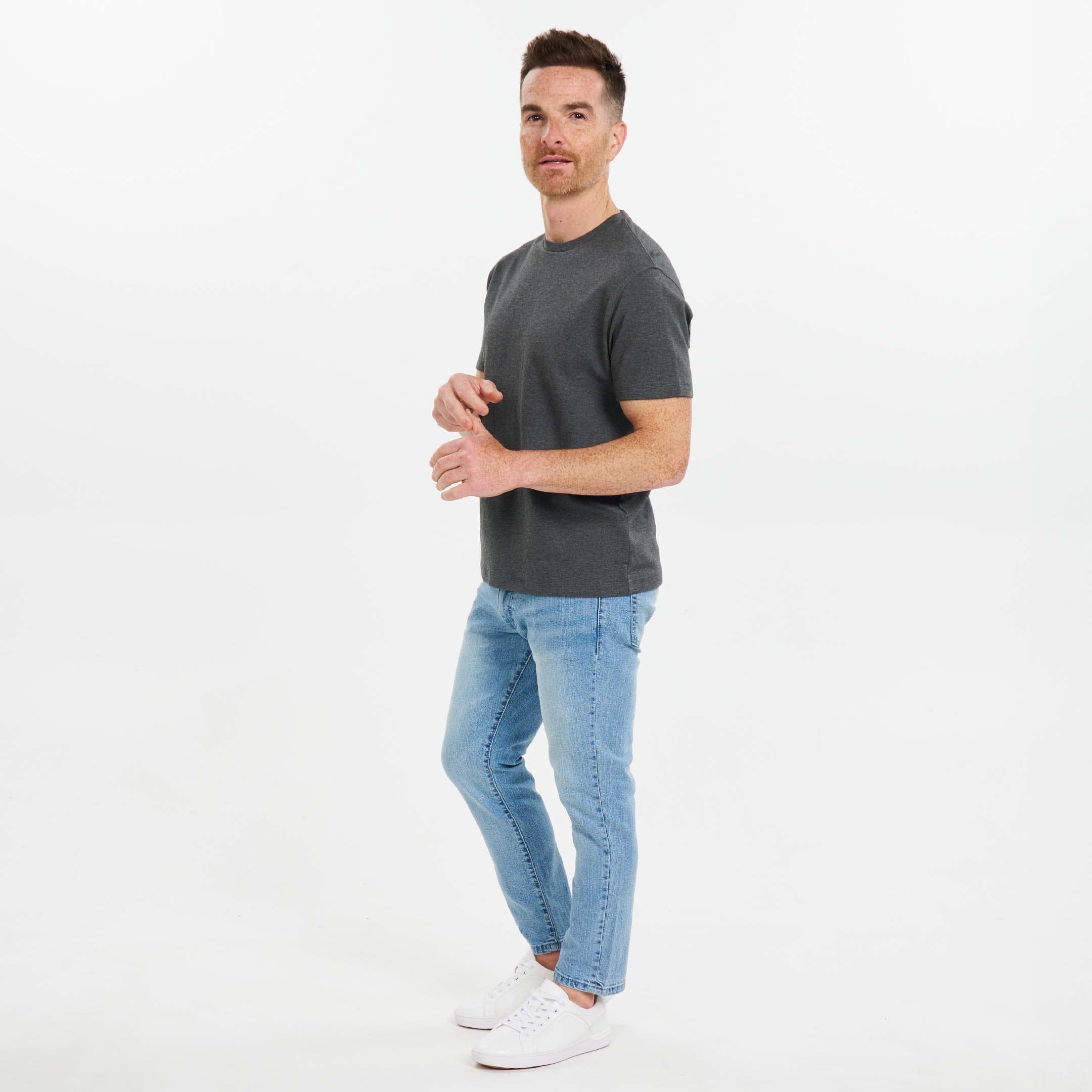 Heather Charcoal Luxury Soft Touch Crew Neck Tee - Image 2