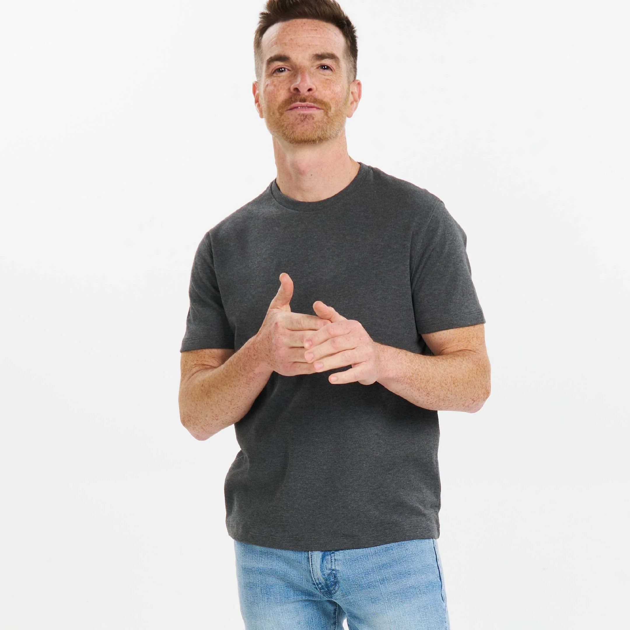 Heather Charcoal Luxury Soft Touch Crew Neck Tee - Image 4