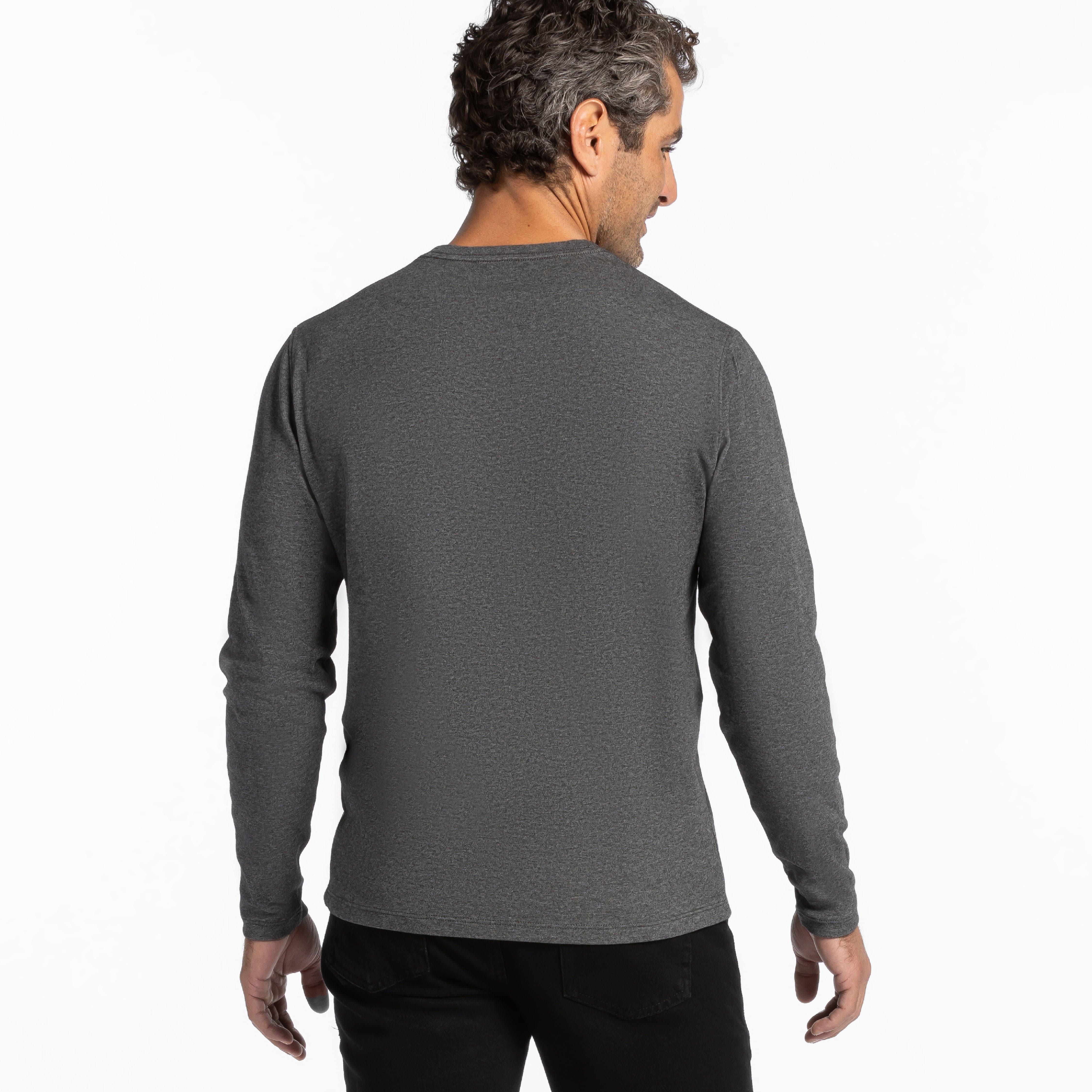 Heather Charcoal Luxury Soft Touch Long Sleeve Crew Neck Tee - Image 3
