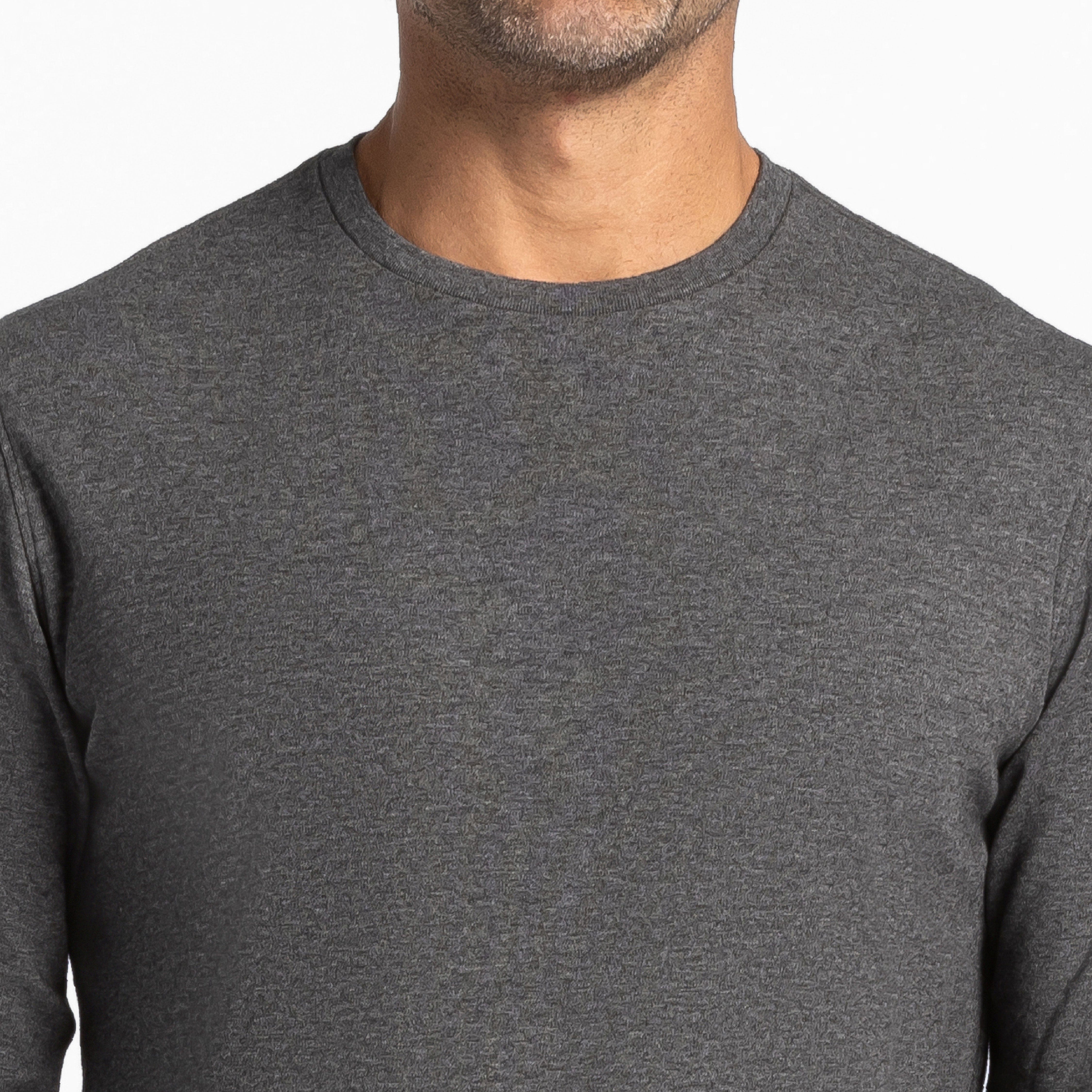 Heather Charcoal Luxury Soft Touch Long Sleeve Crew Neck Tee - Image 4