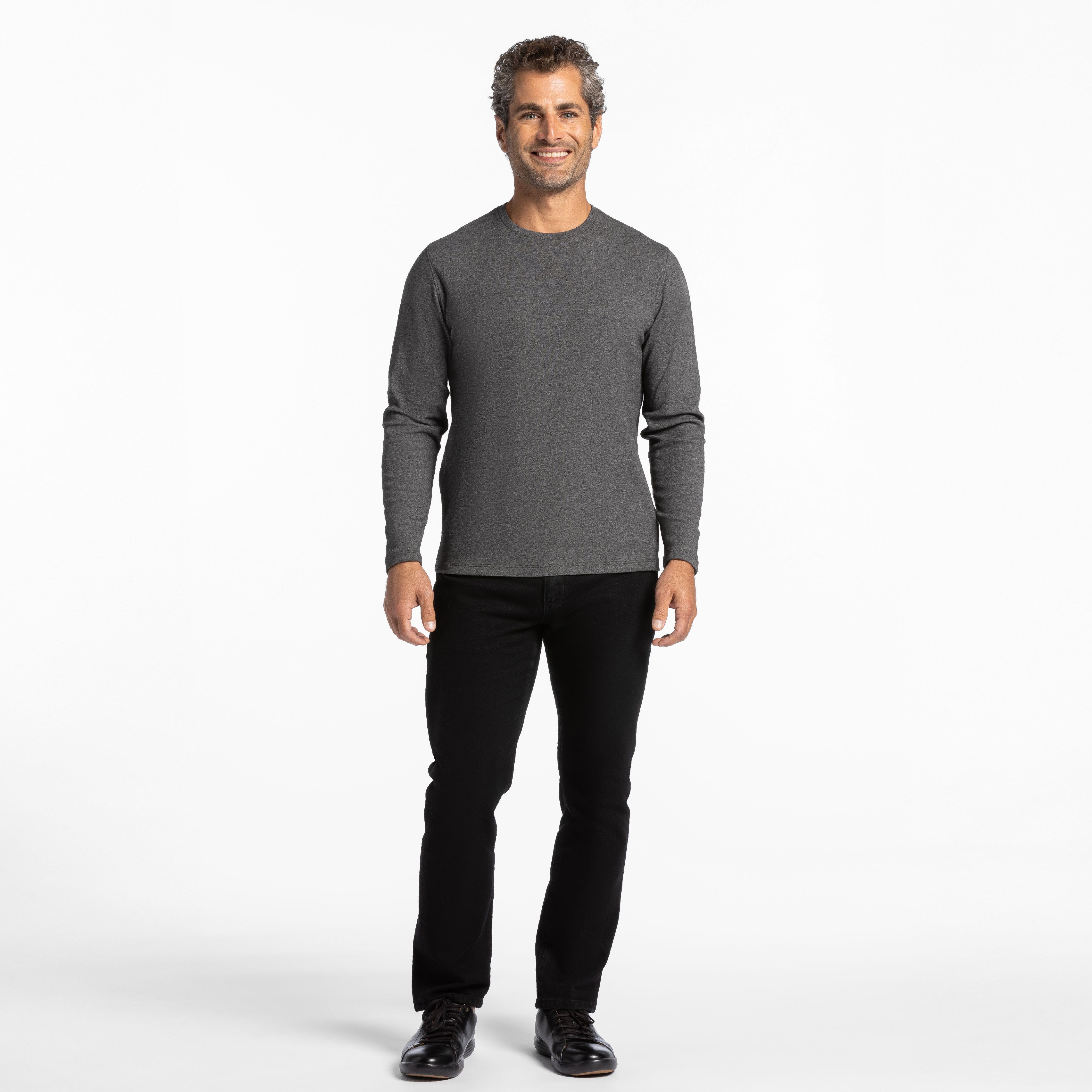 Heather Charcoal Luxury Soft Touch Long Sleeve Crew Neck Tee - Image 6