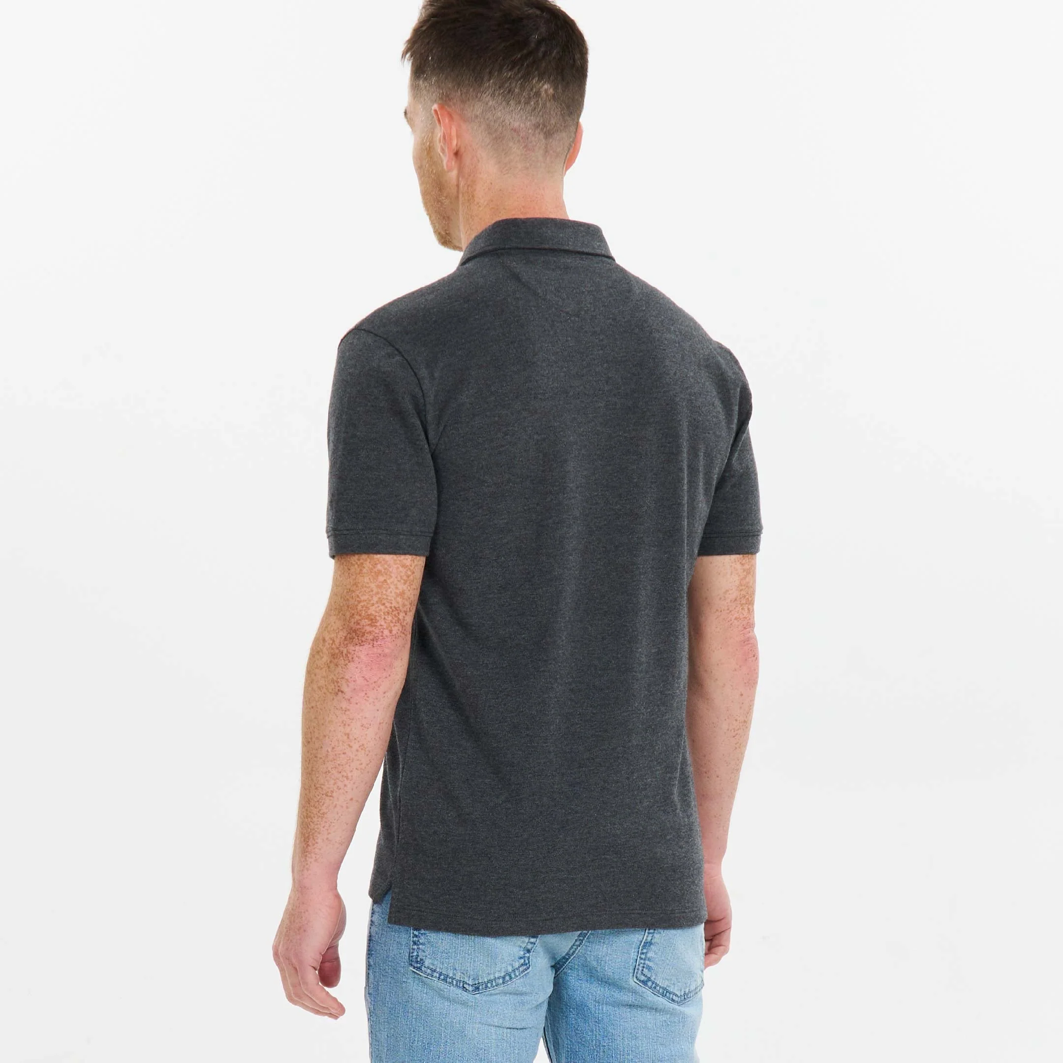 Heather Charcoal Pique Daily Polo - Image 3