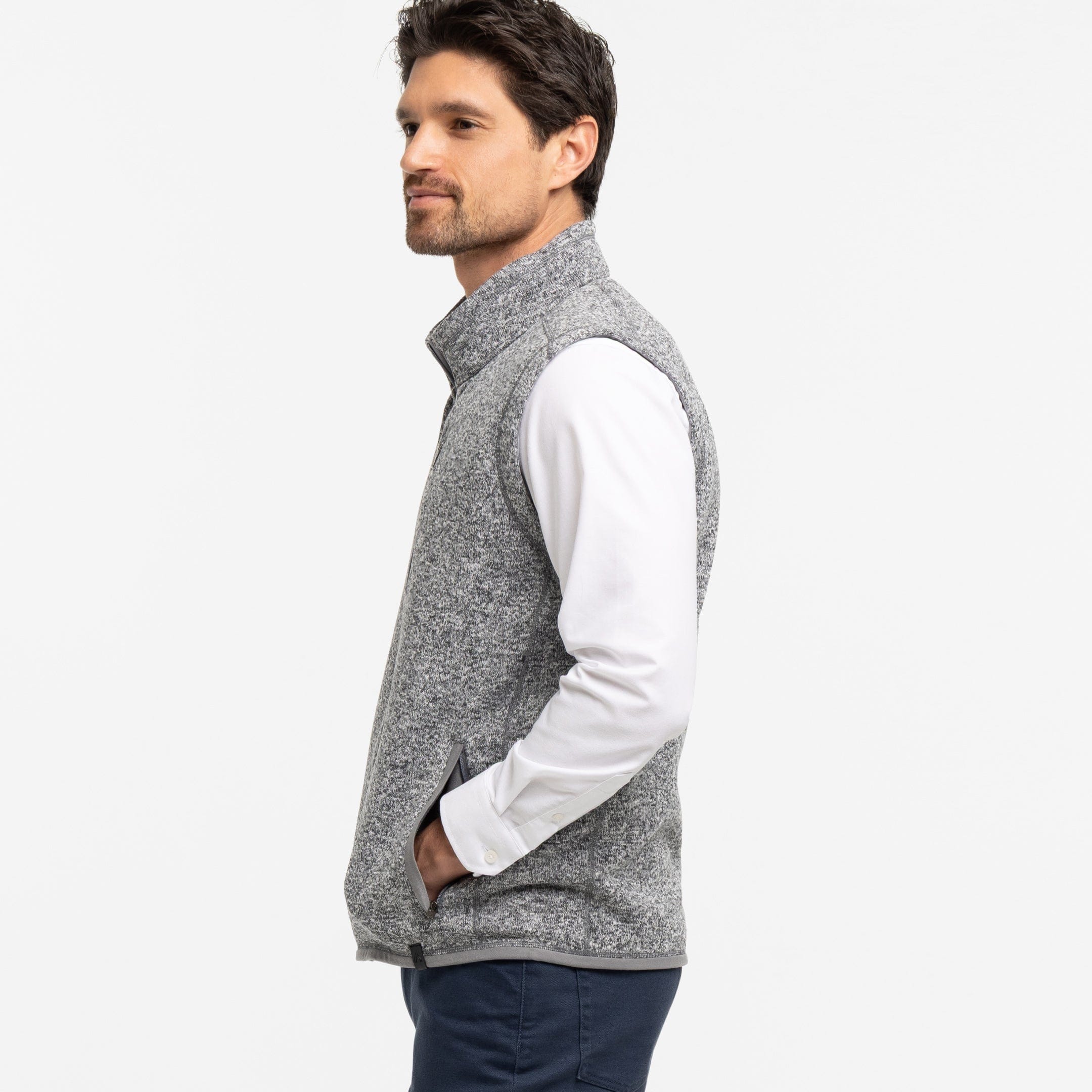 Heather Grey Fleece Vest - Image 3