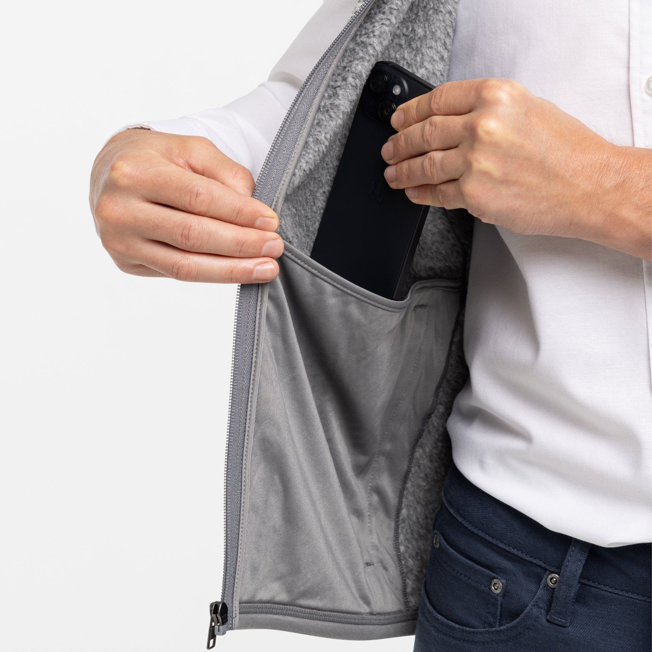 Heather Grey Fleece Vest - Image 5