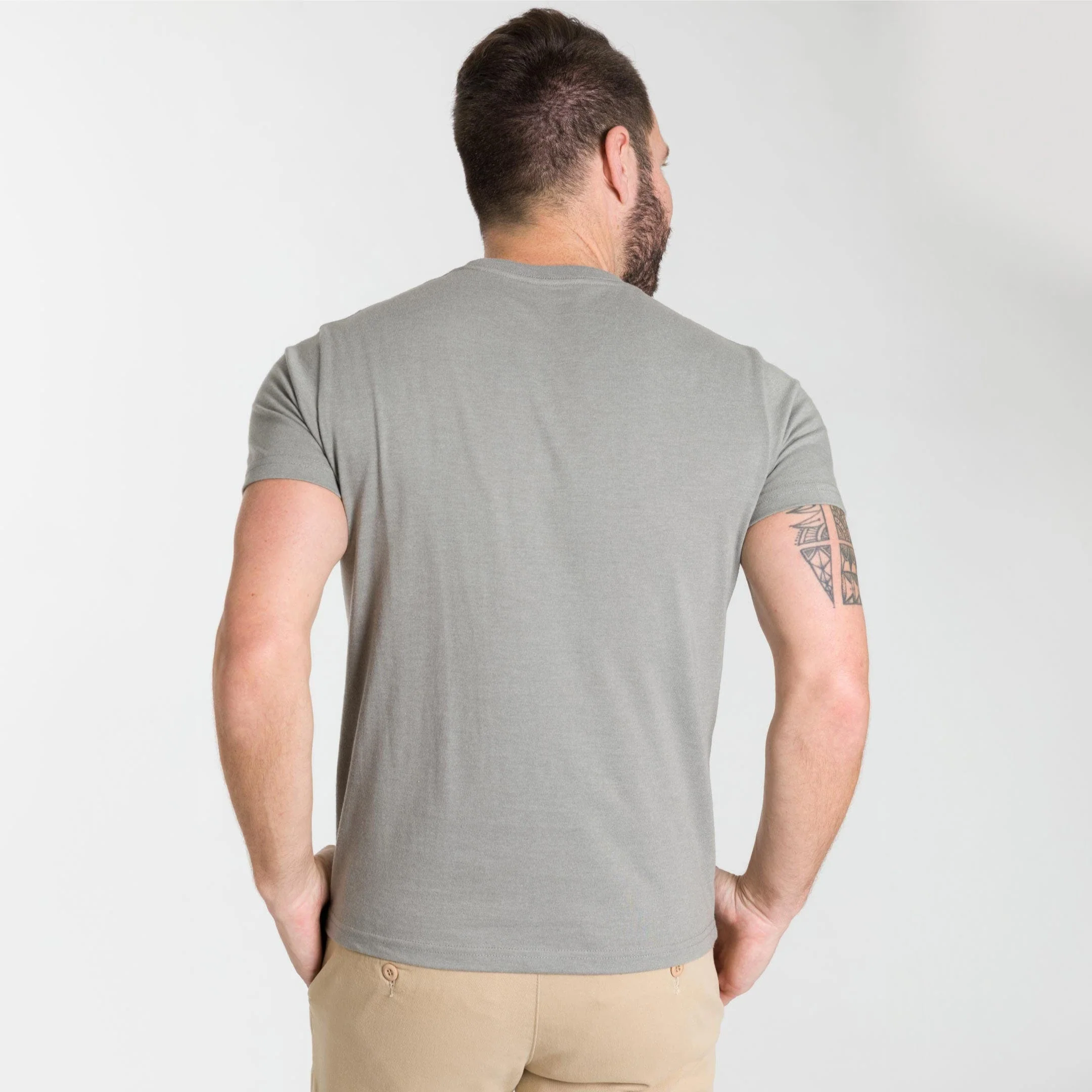 Heather Light Grey Crew Neck Tee - Image 3