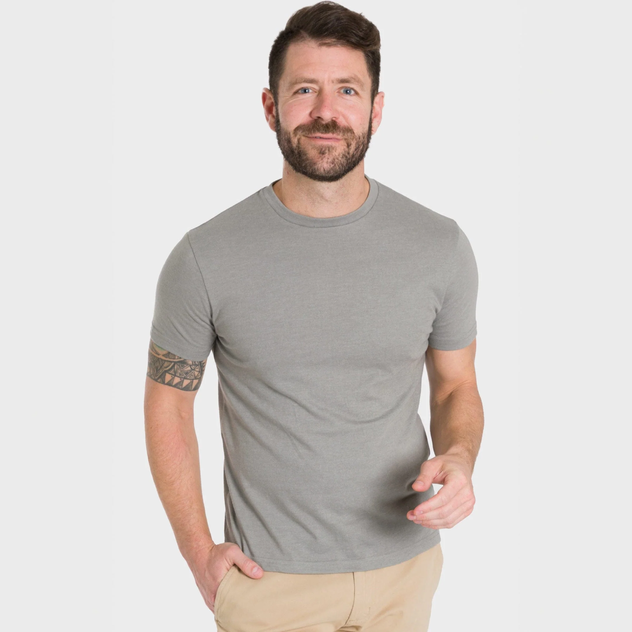 Heather Light Grey Crew Neck Tee - Image 6