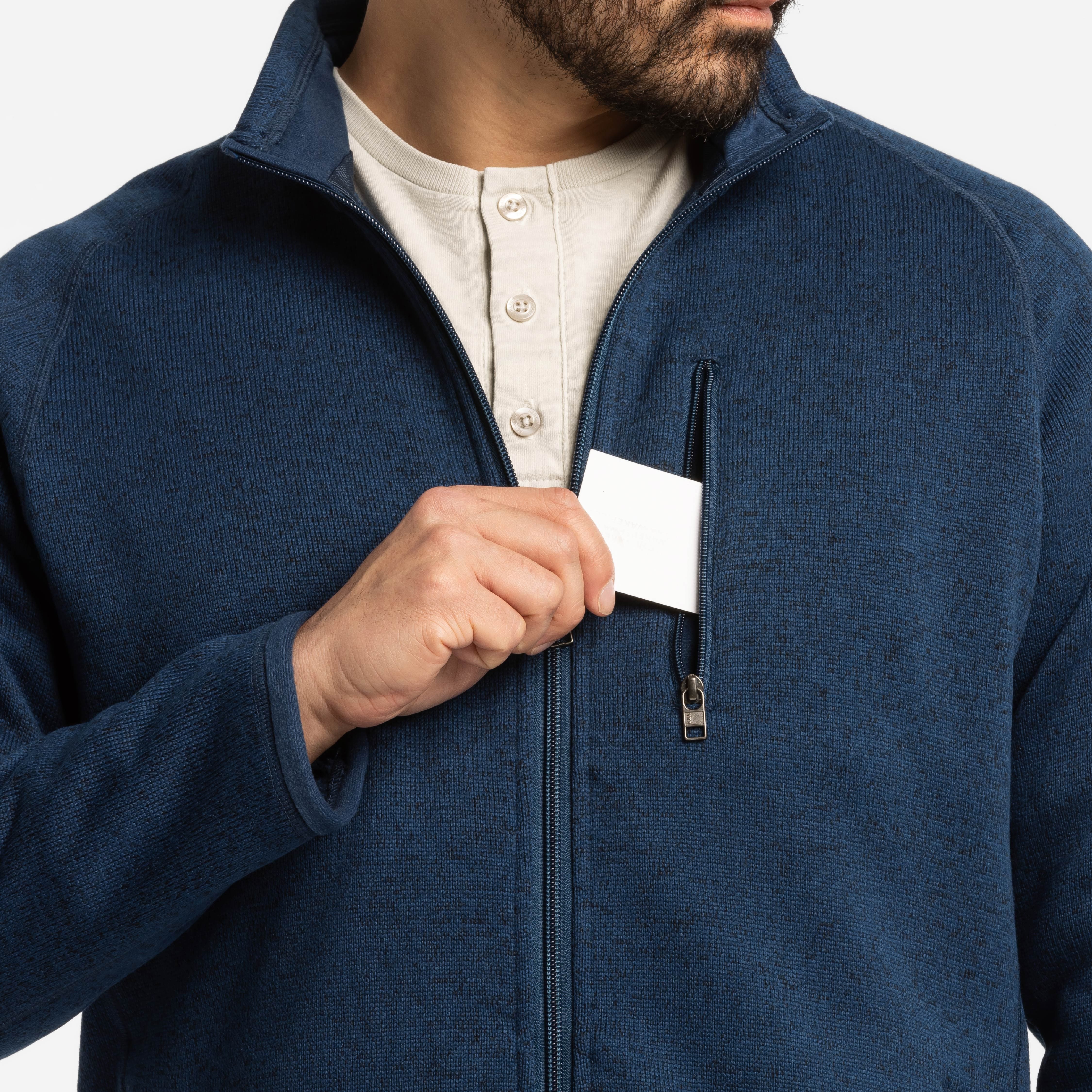 Heather Navy Full-Zip Fleece Jacket - Image 4