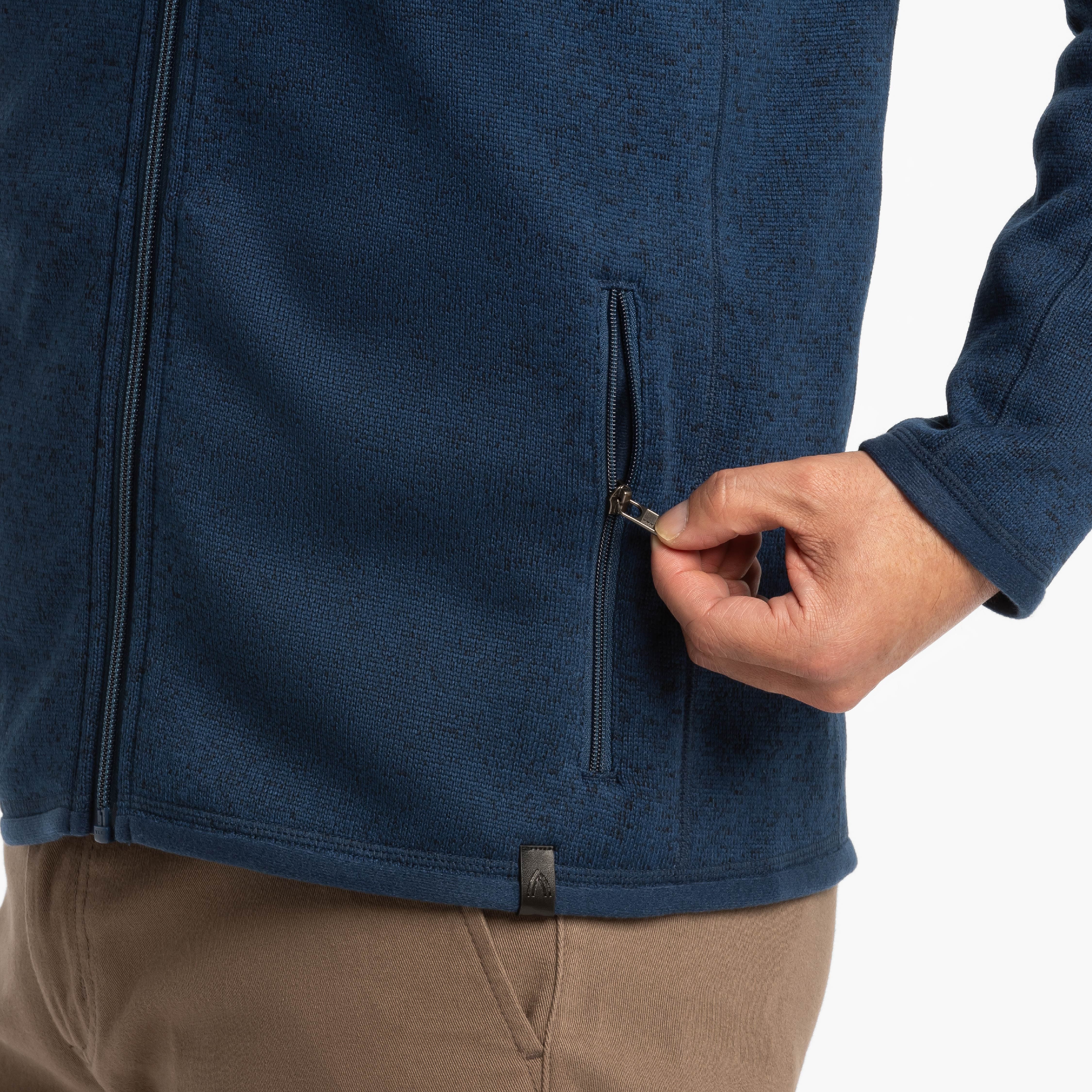 Heather Navy Full-Zip Fleece Jacket - Image 5