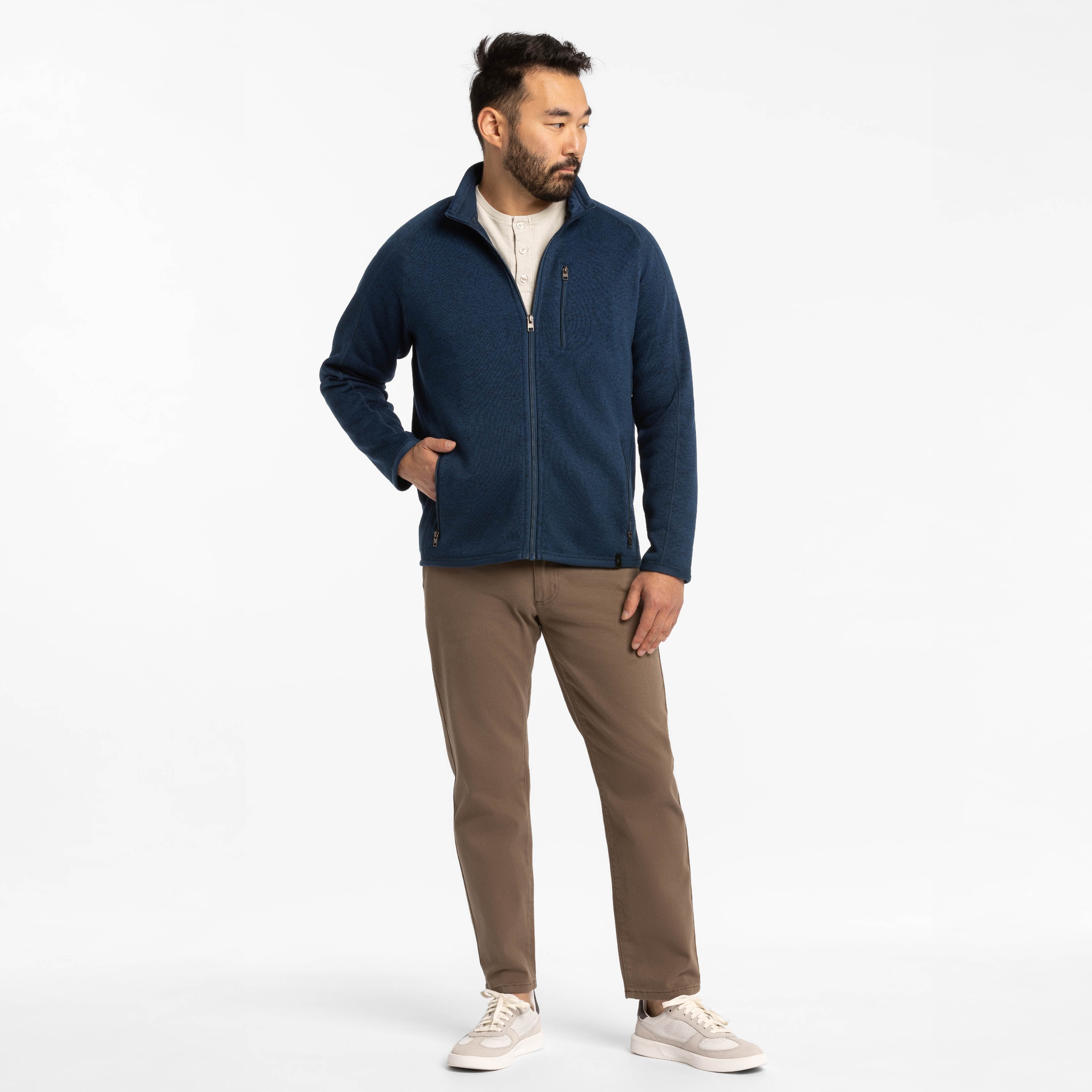 Heather Navy Full-Zip Fleece Jacket - Image 6