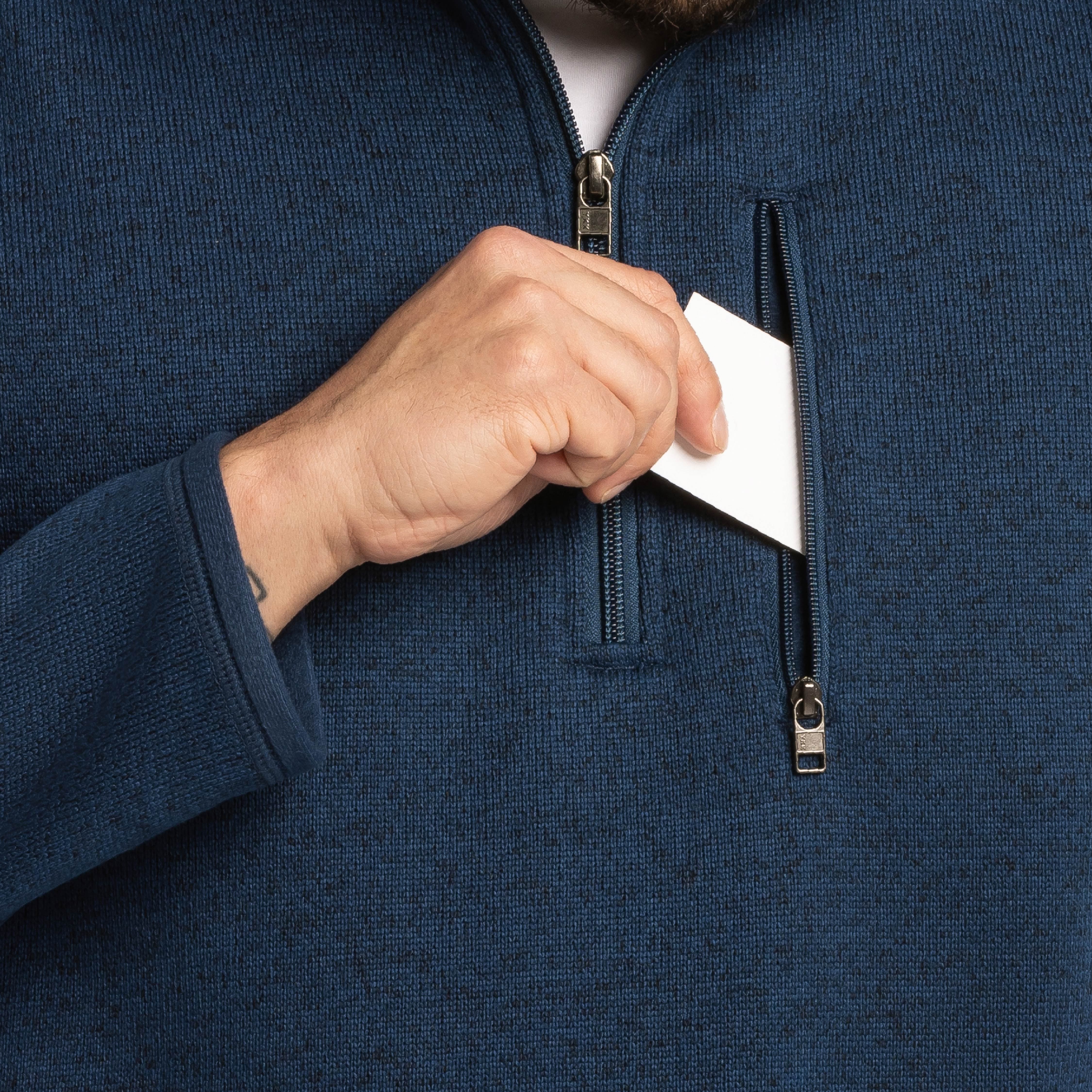 Heather Navy Quarter-Zip Fleece - Image 5