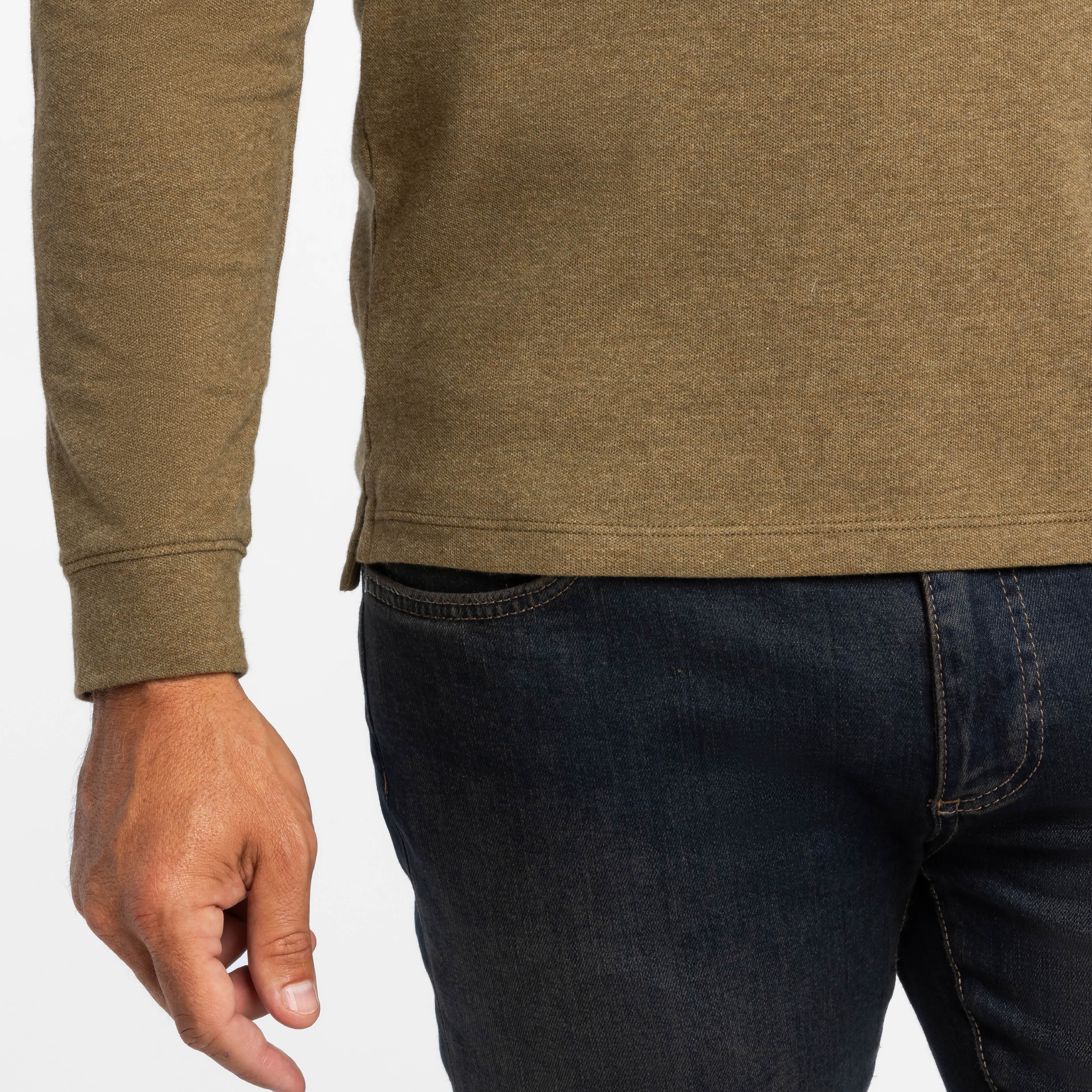 Heather Olive Pique Long Sleeve Polo - Image 5