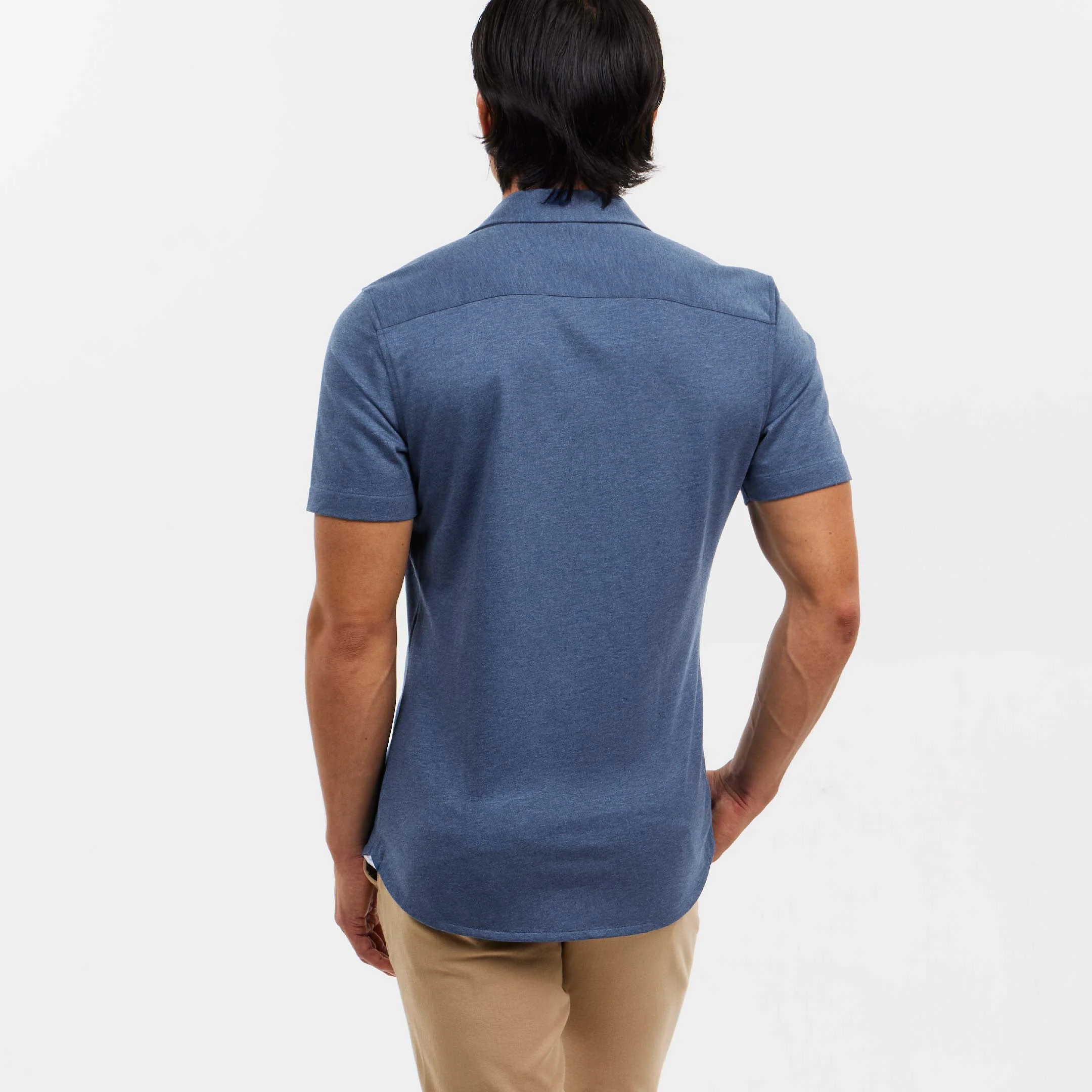 Indigo Melange Short Sleeve Natural Performance Stretch Shirt - Image 3