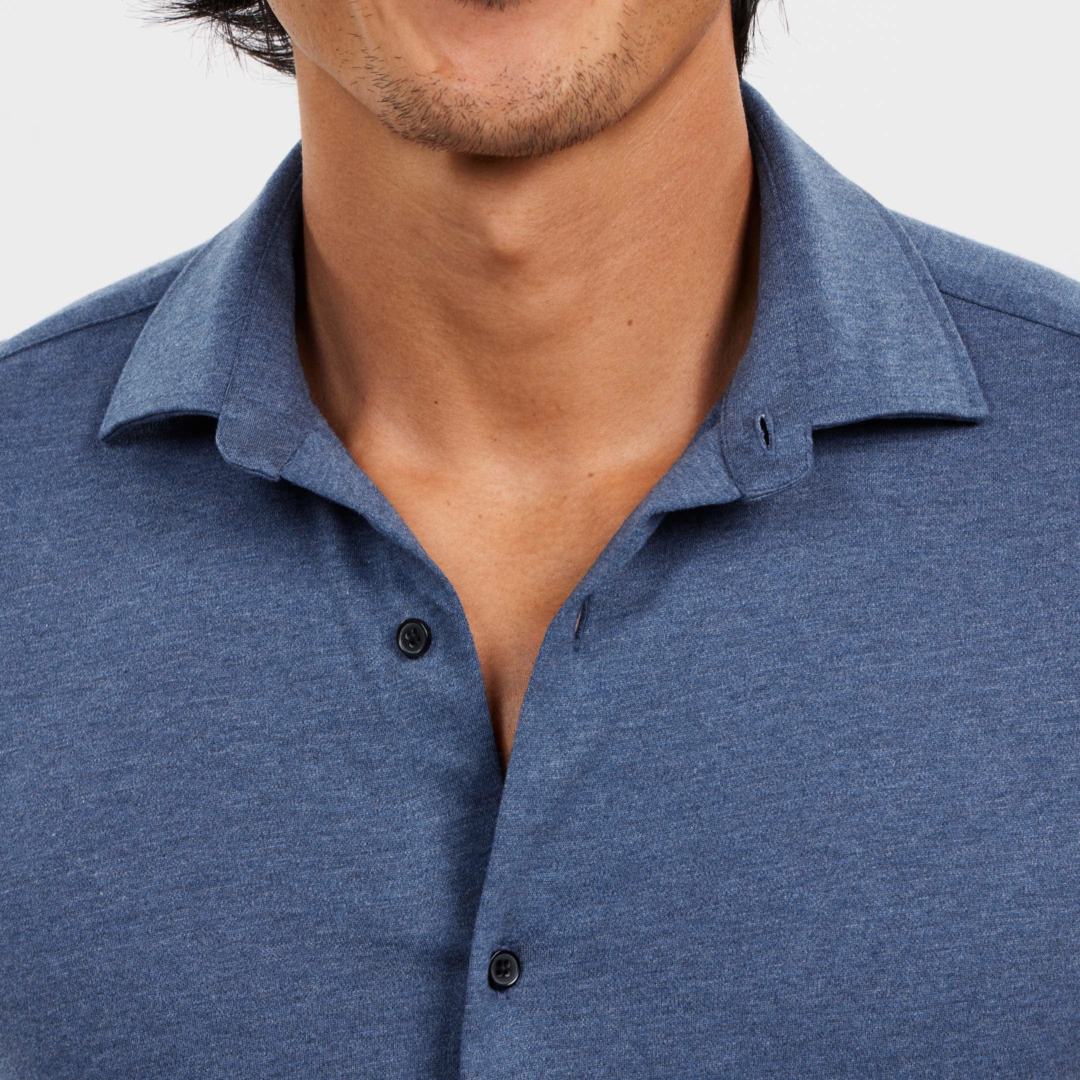 Indigo Melange Short Sleeve Natural Performance Stretch Shirt - Image 5