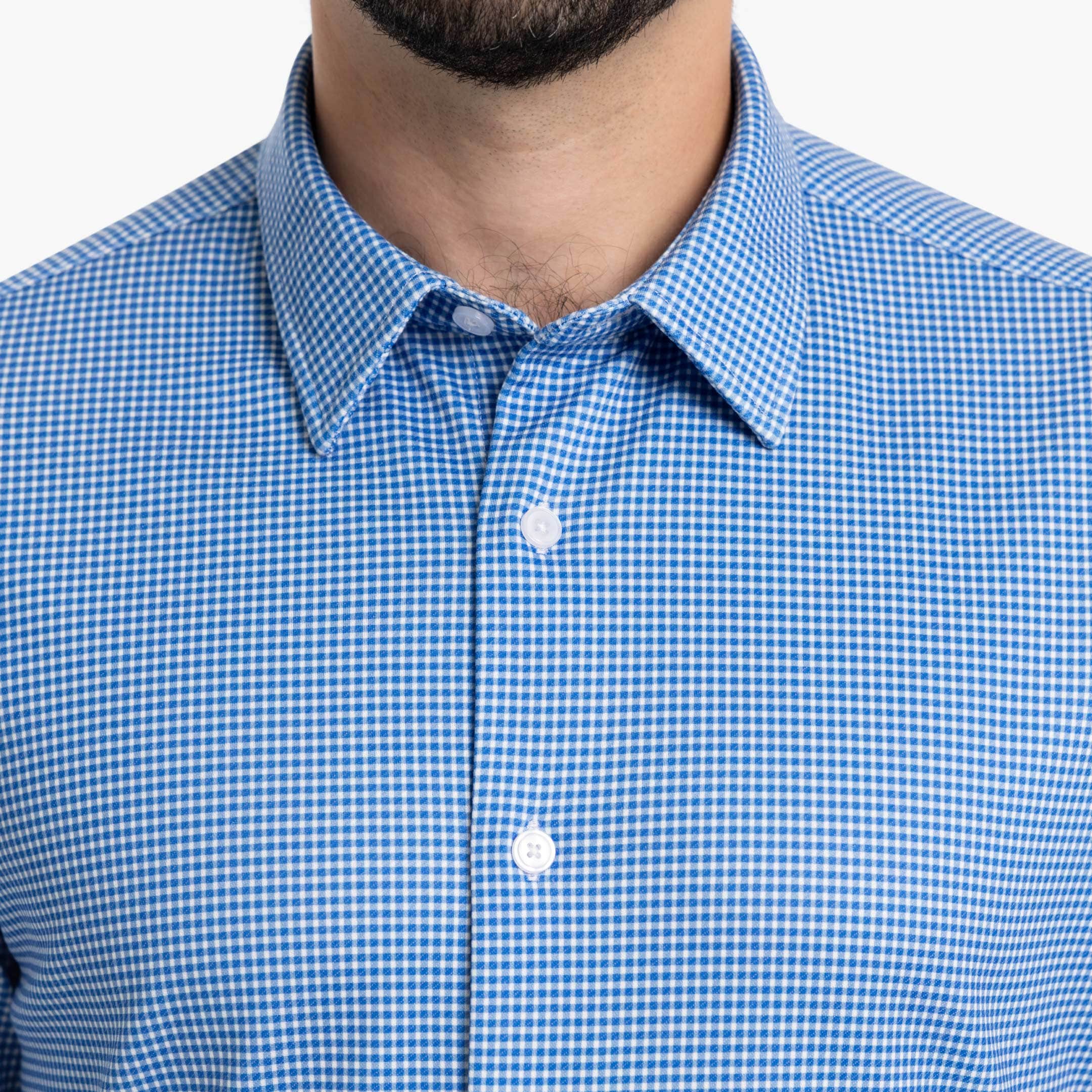 Indigo Microcheck Performance Stretch Shirt - Image 4