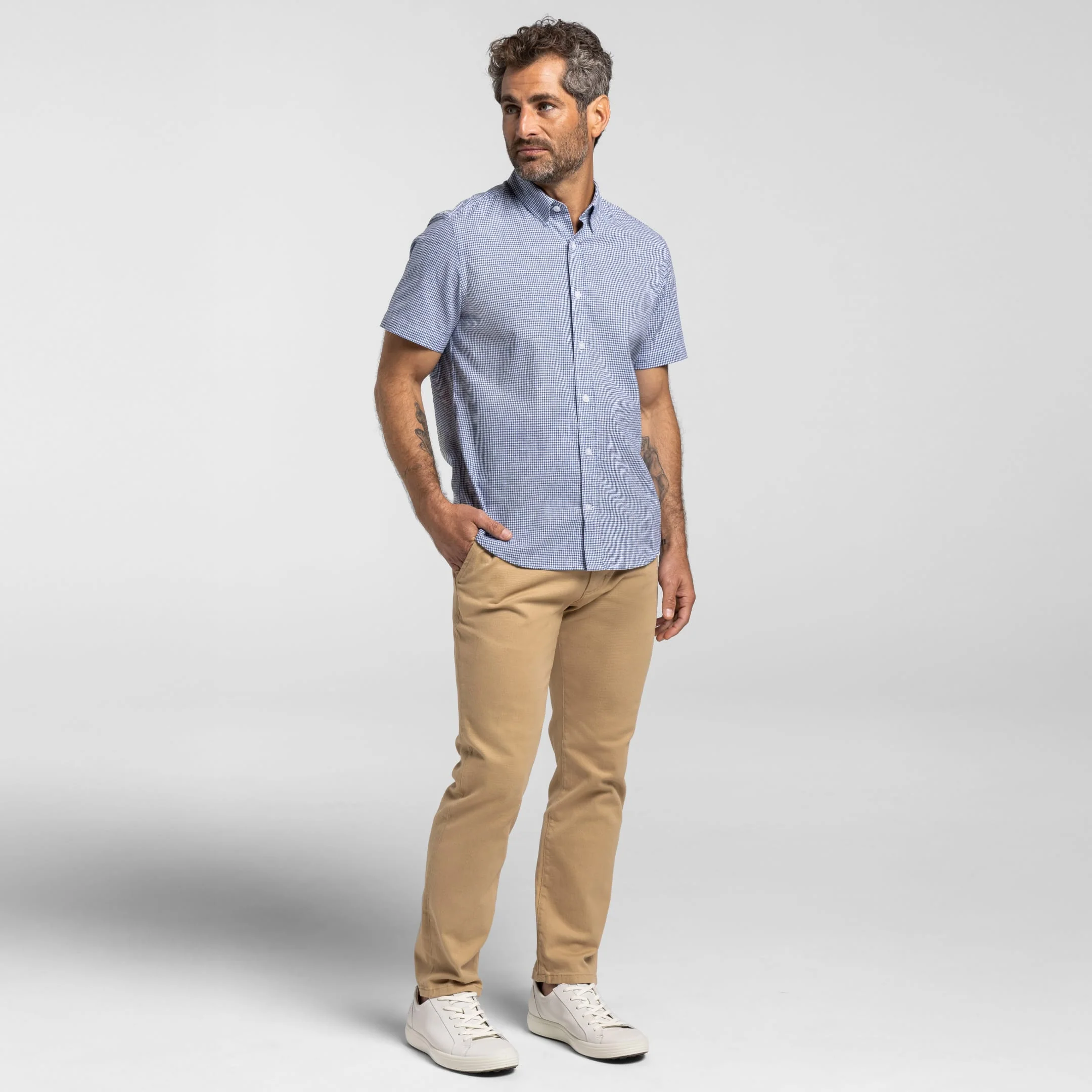 Irving Blue Check Short Sleeve Shirt - Image 2