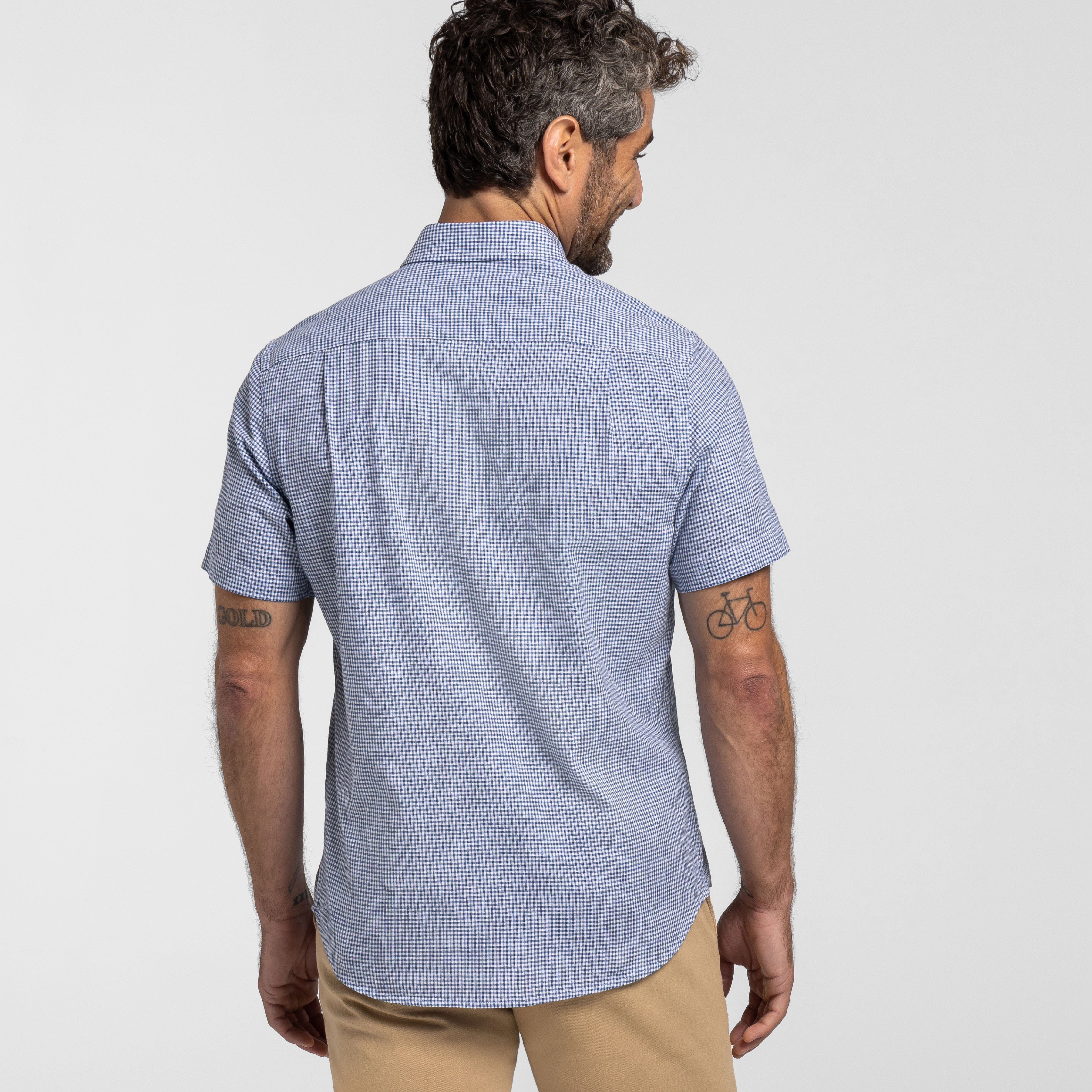 Irving Blue Check Short Sleeve Shirt - Image 3
