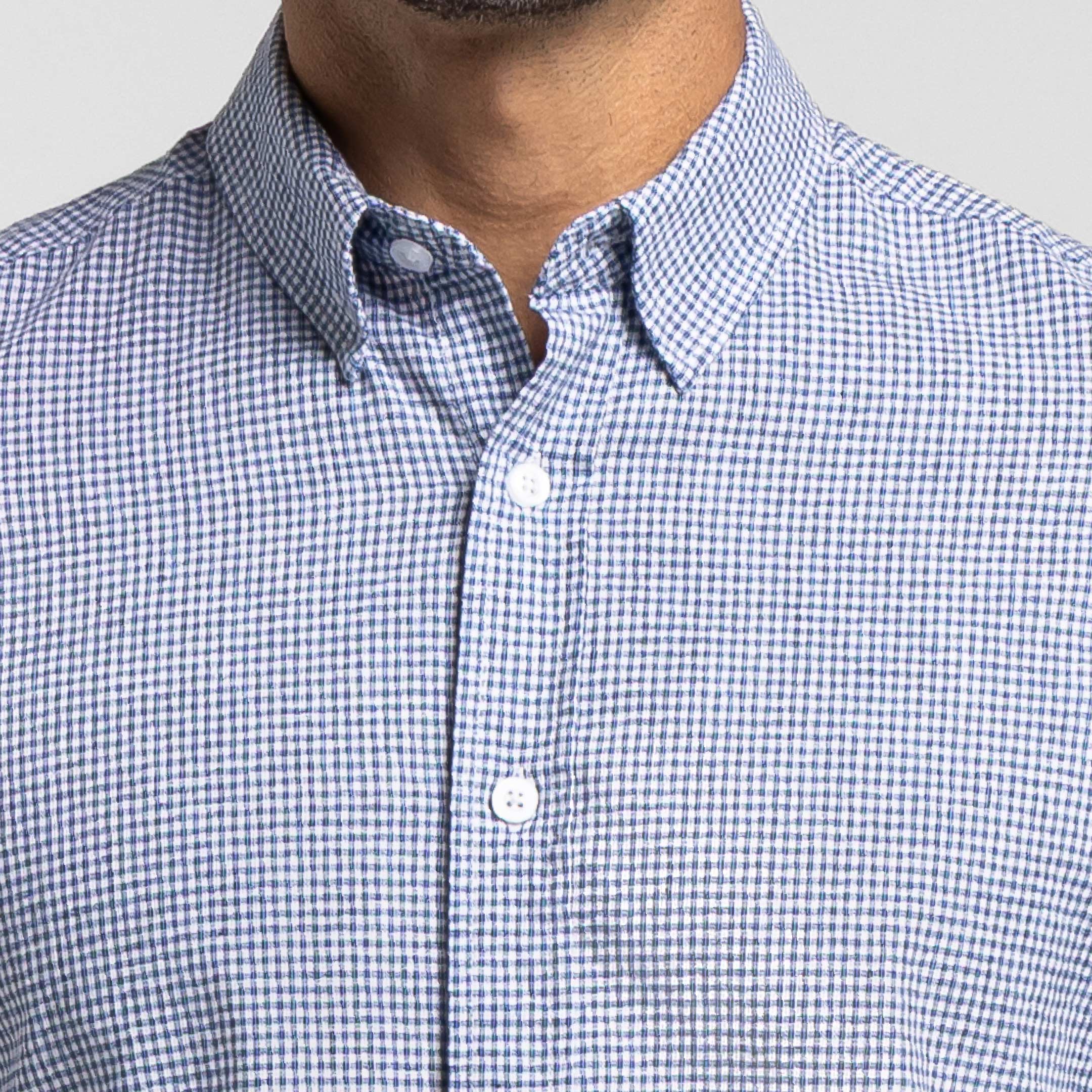 Irving Blue Check Short Sleeve Shirt - Image 5